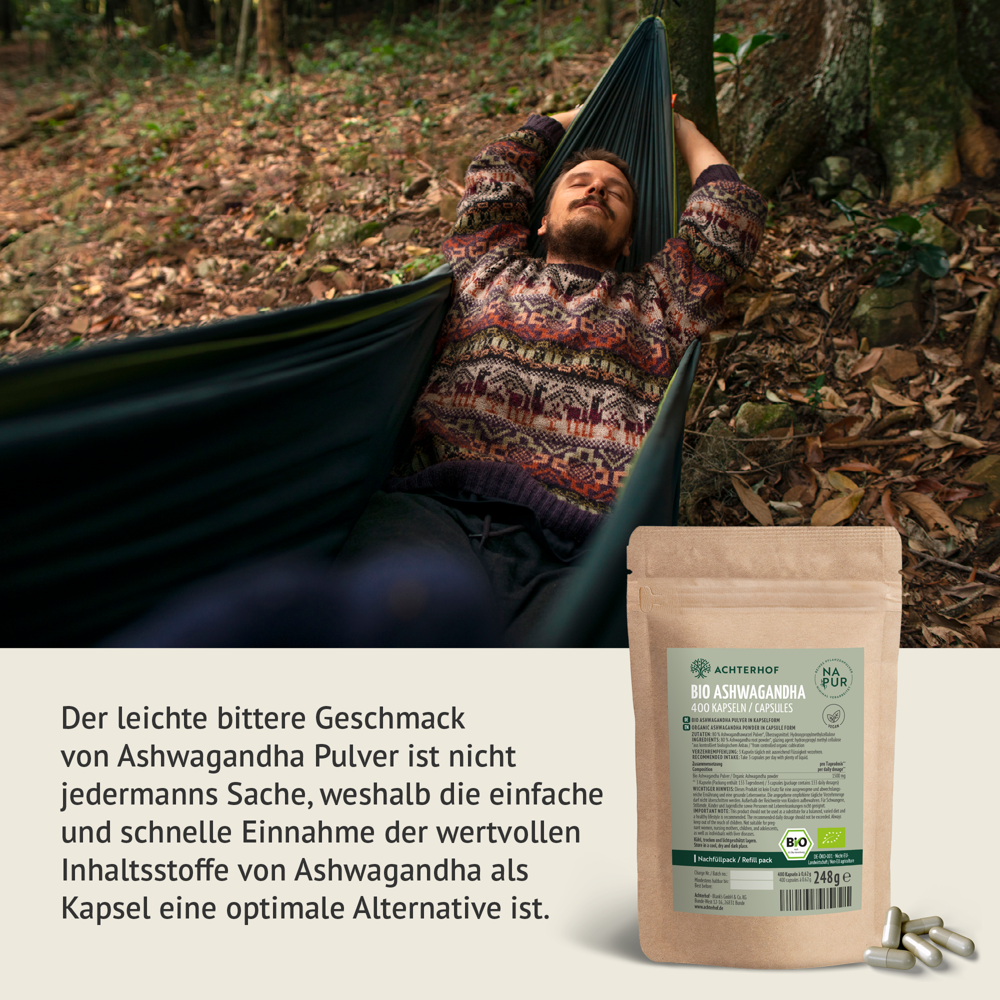 Bio Ashwagandha Kapseln Nachfüllpack (400 Kapseln)