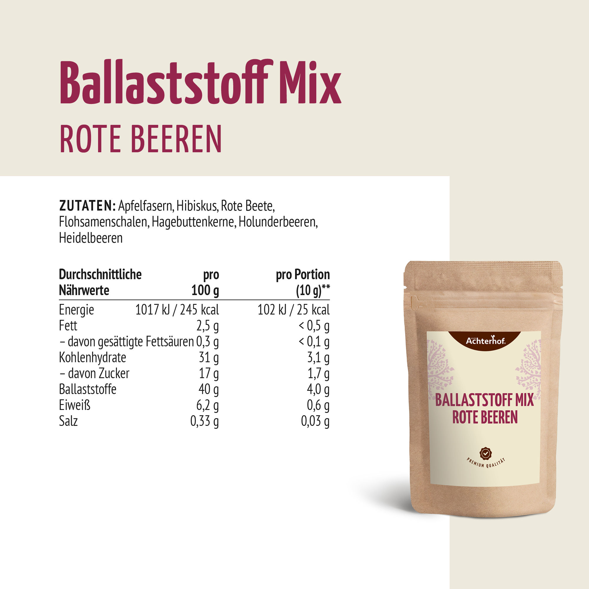 Ballaststoff Mix rote Beeren (250g)