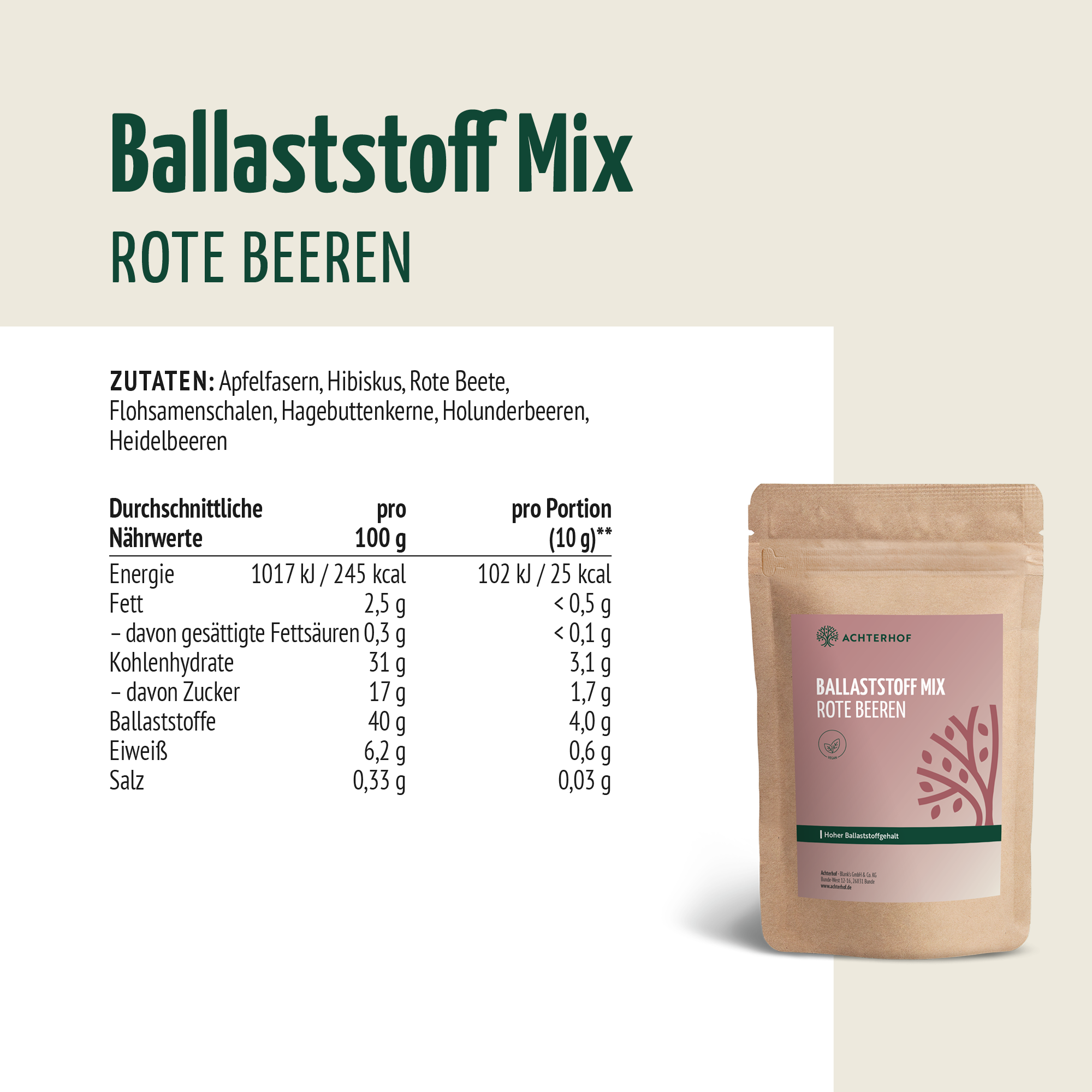 Ballaststoff Mix rote Beeren (250g)