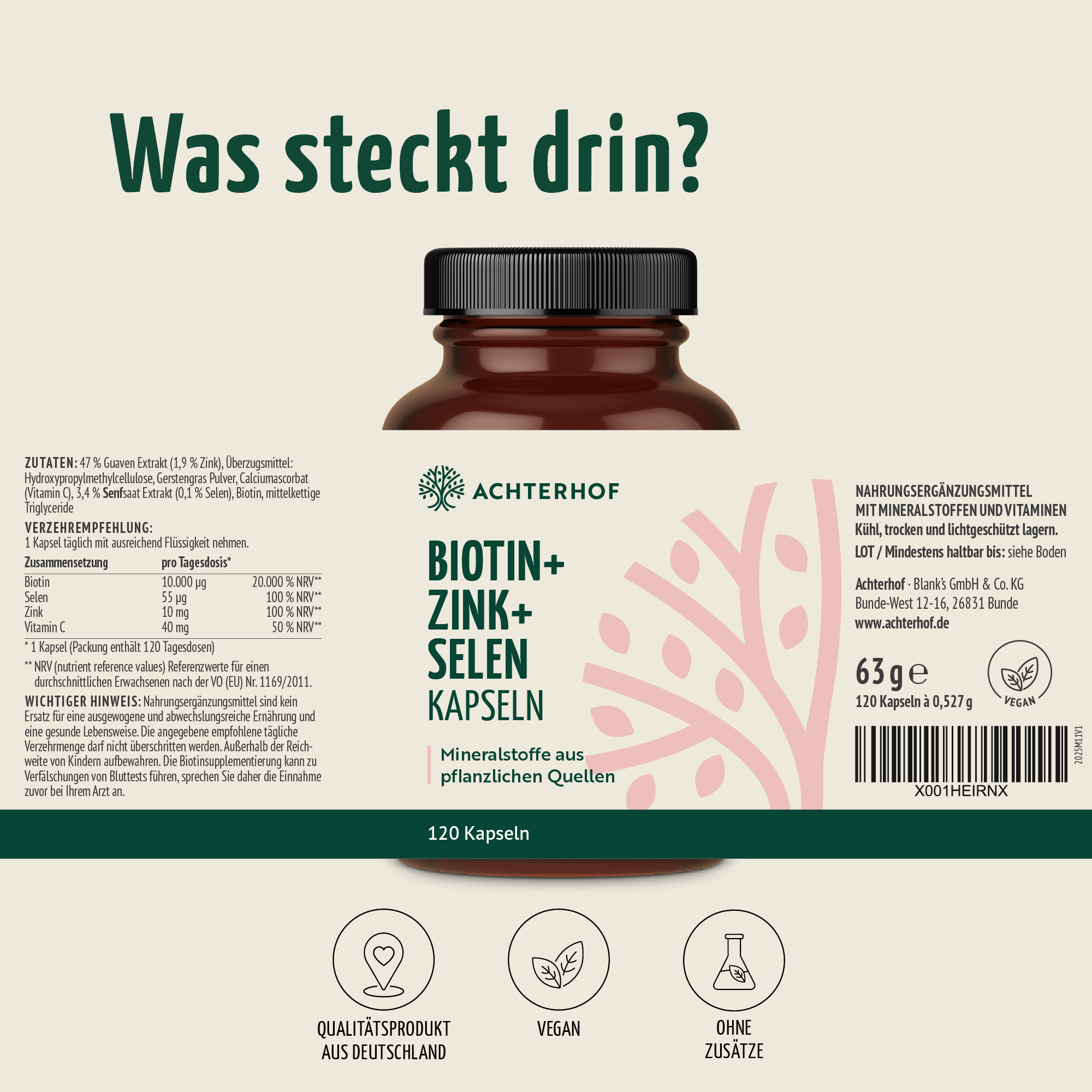 Biotin+Zink+Selen Kapseln (120 Kapseln)