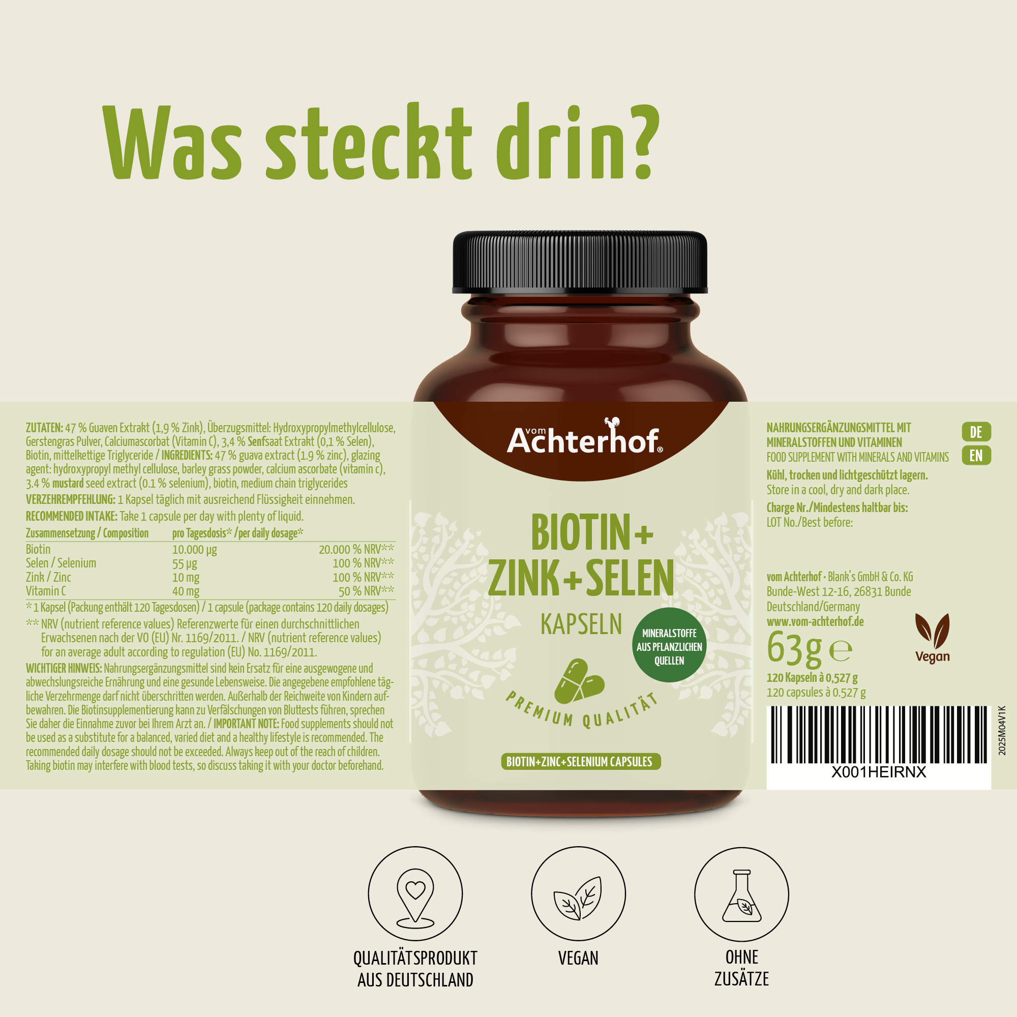 Biotin+Zink+Selen Kapseln (120 Kapseln)