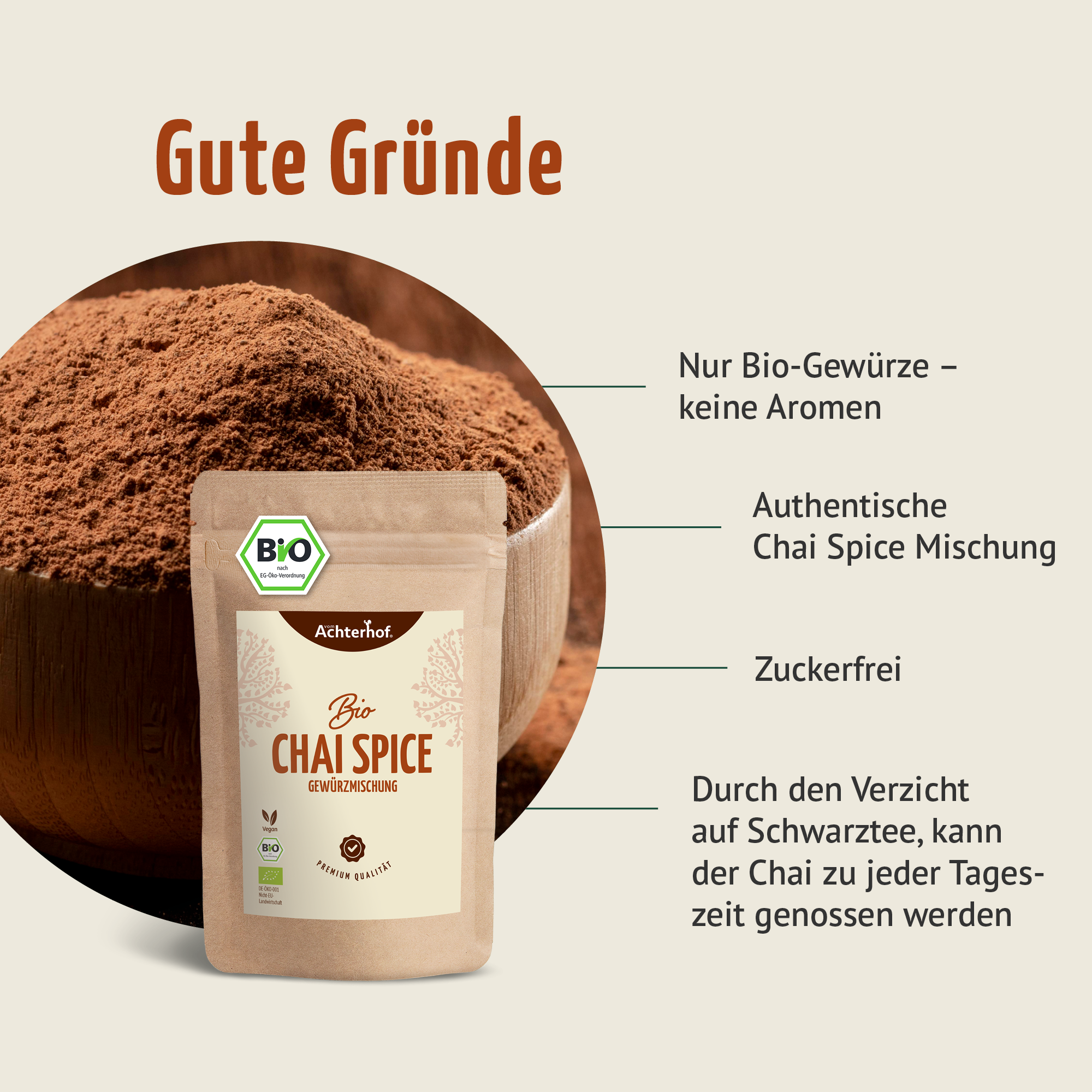 Bio Spicy Chai Gewürzmischung – zuckerfrei (250g)