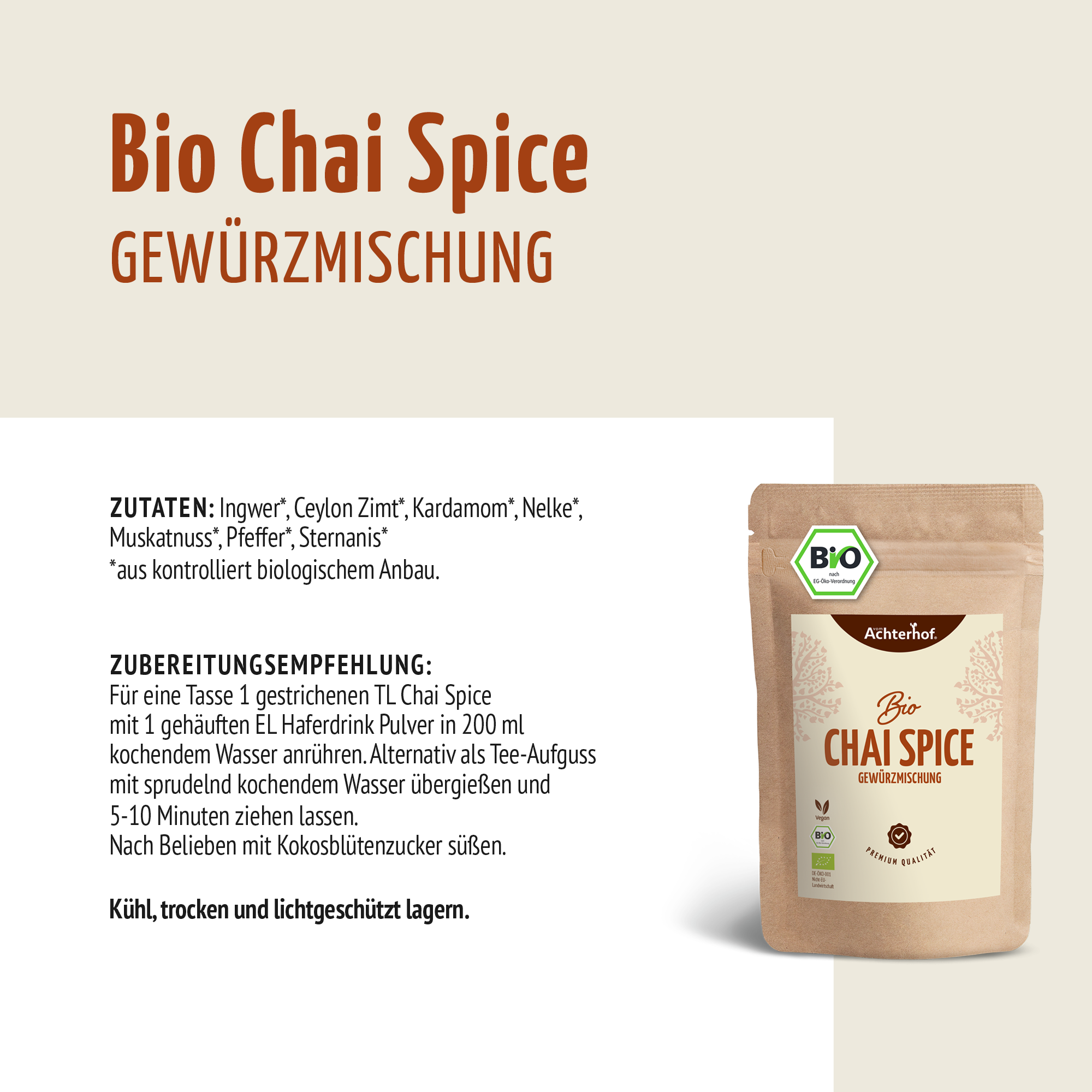 Bio Chai Spice Gewürzmischung – zuckerfrei (250g)