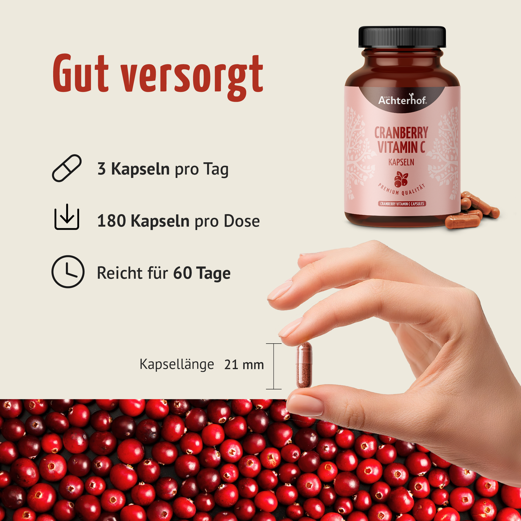 Cranberry Vitamin C Kapseln (180 Kapseln)