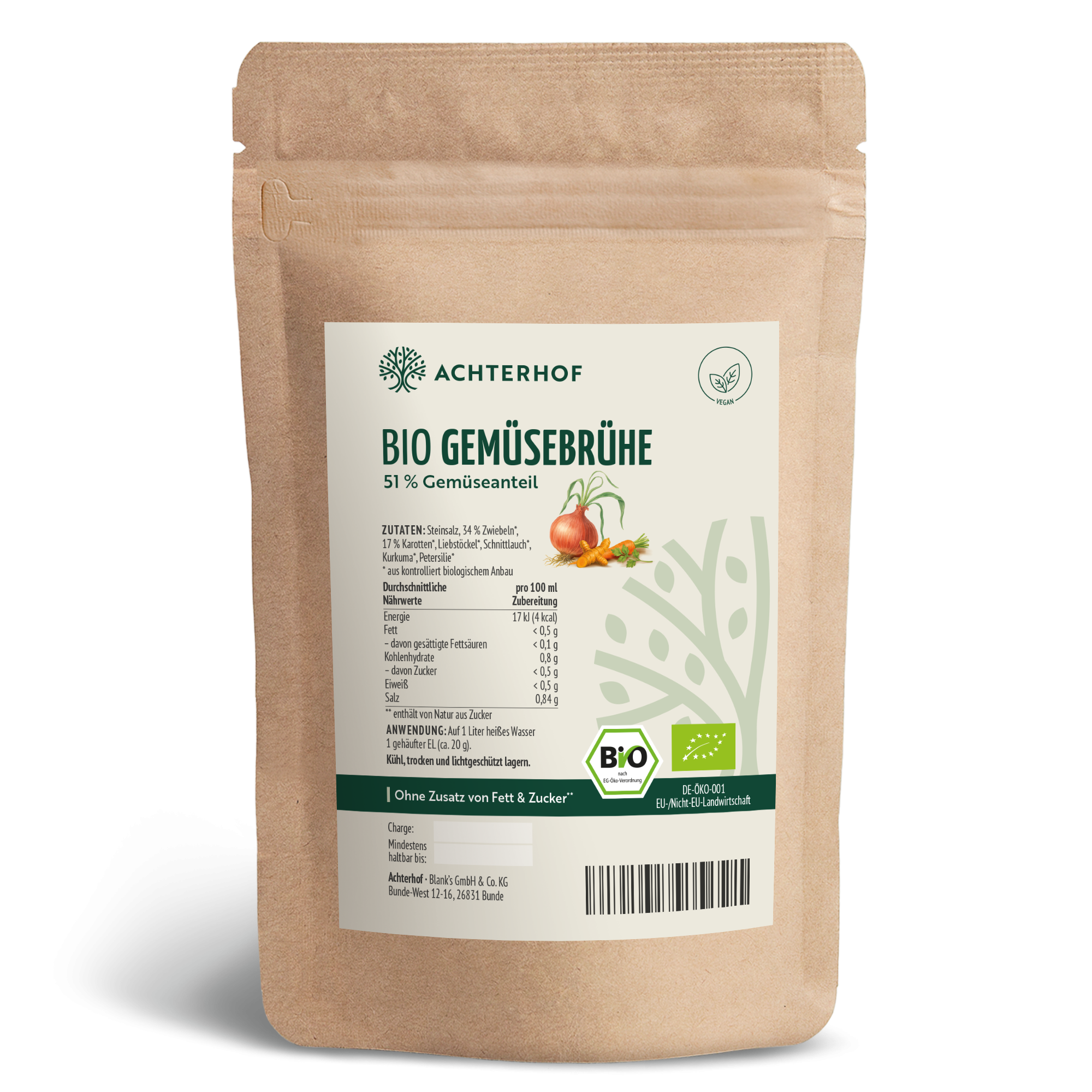 Bio Gemüsebrühe mit 51% Gemüseanteil (500g)