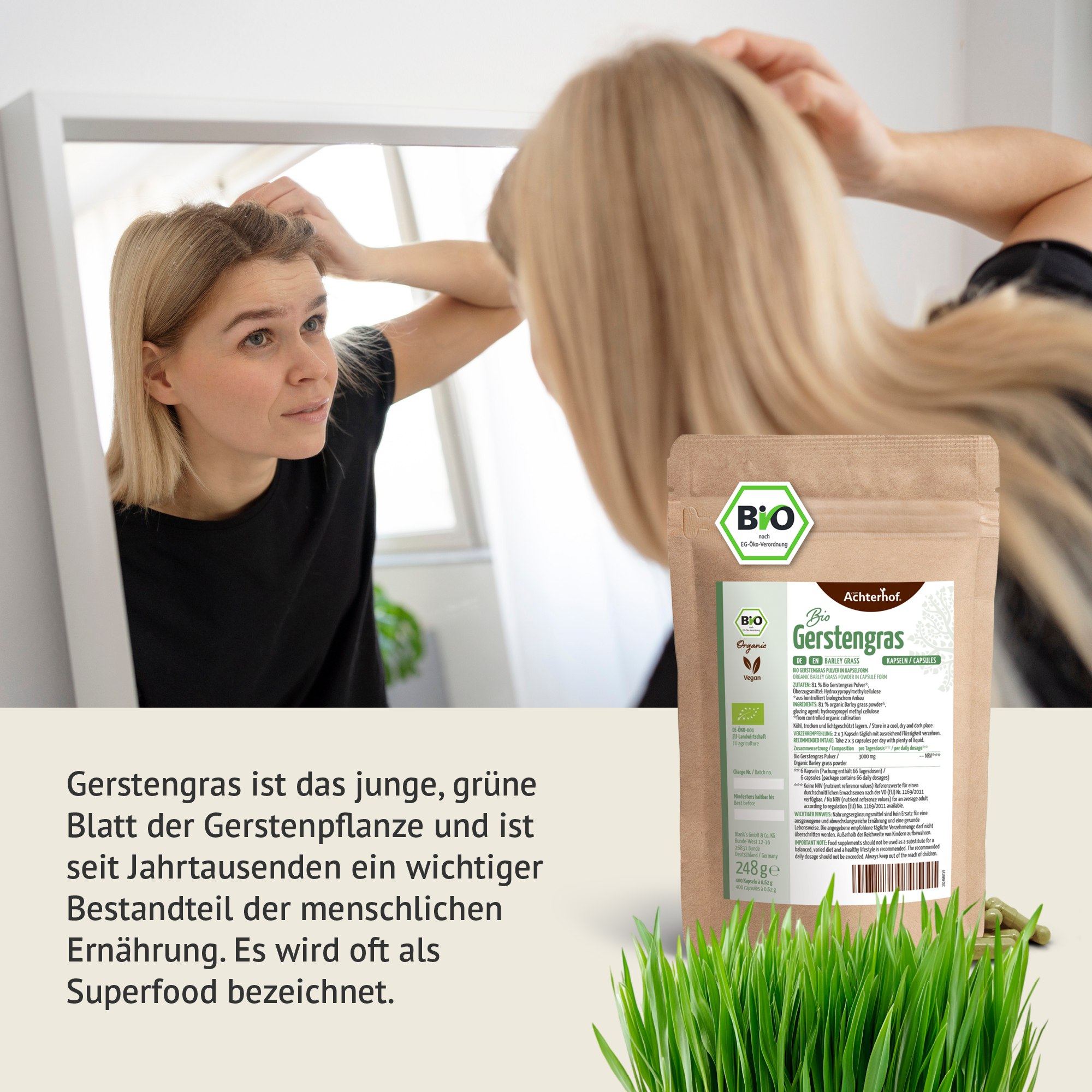 Bio Gerstengras Kapseln Nachfüllpack (400 Kapseln)