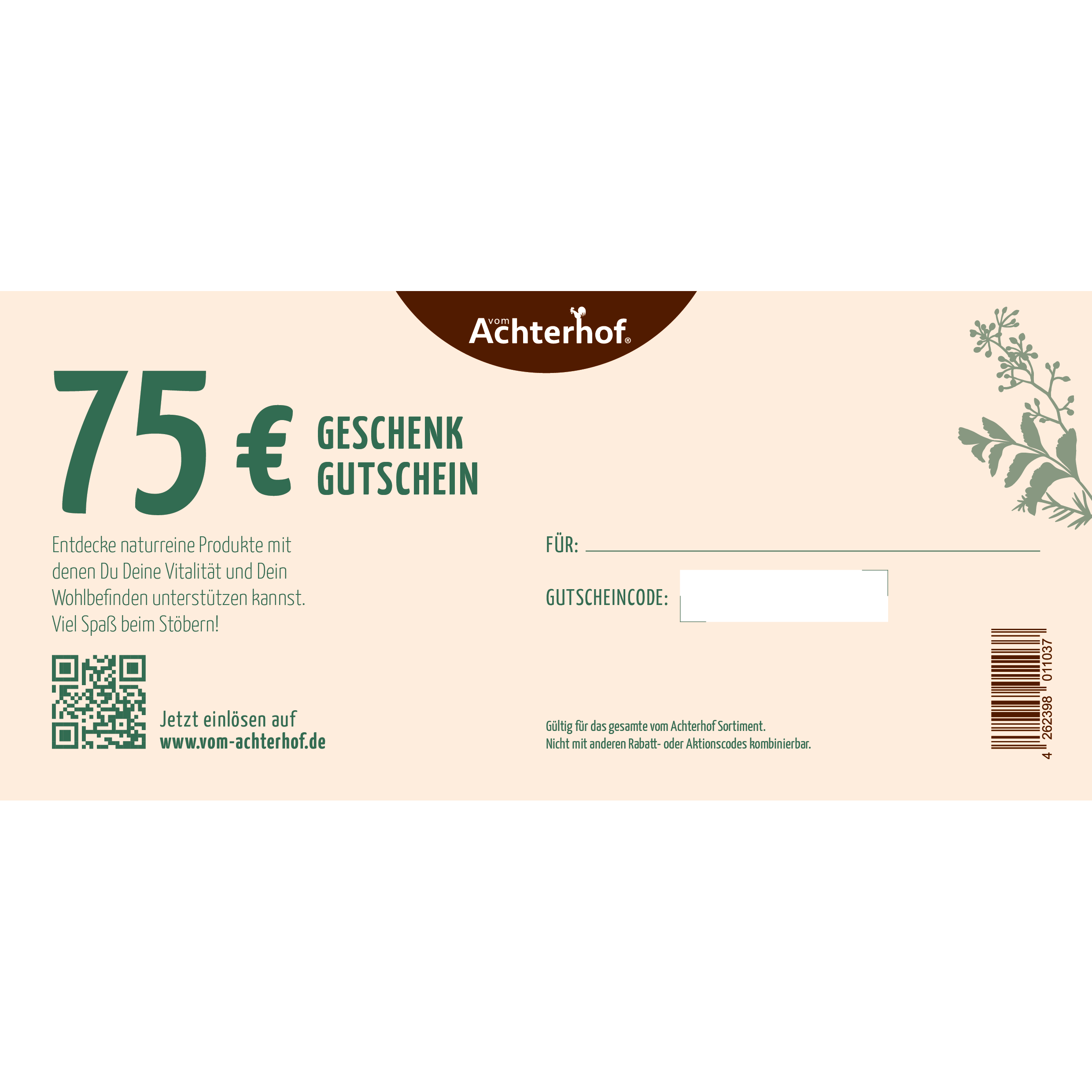 Geschenkgutschein 75 Euro