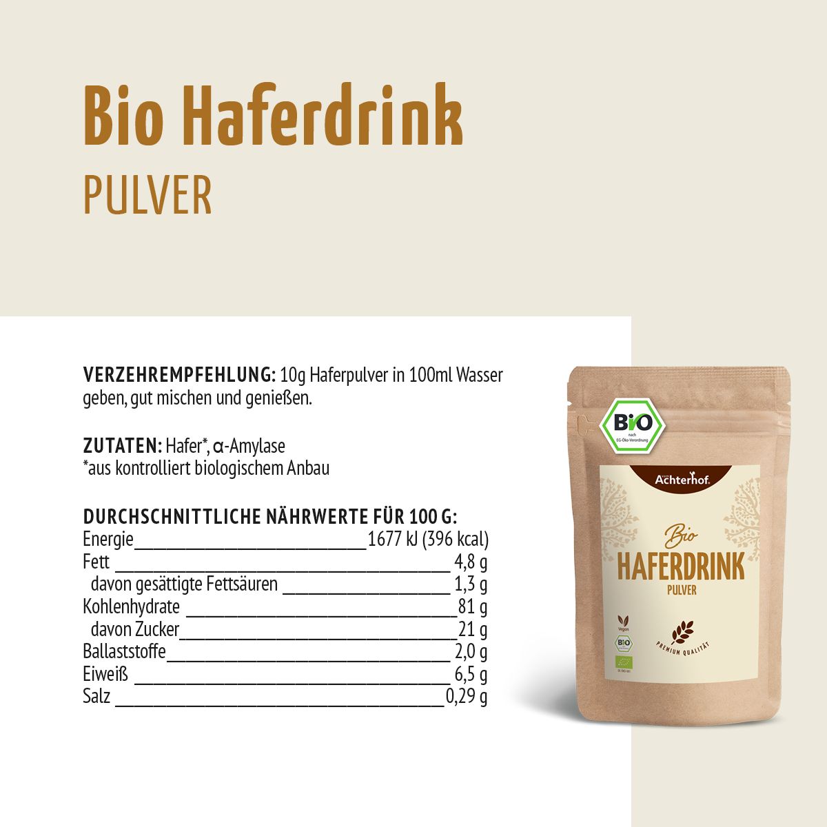 Bio Haferdrink Pulver (500g)