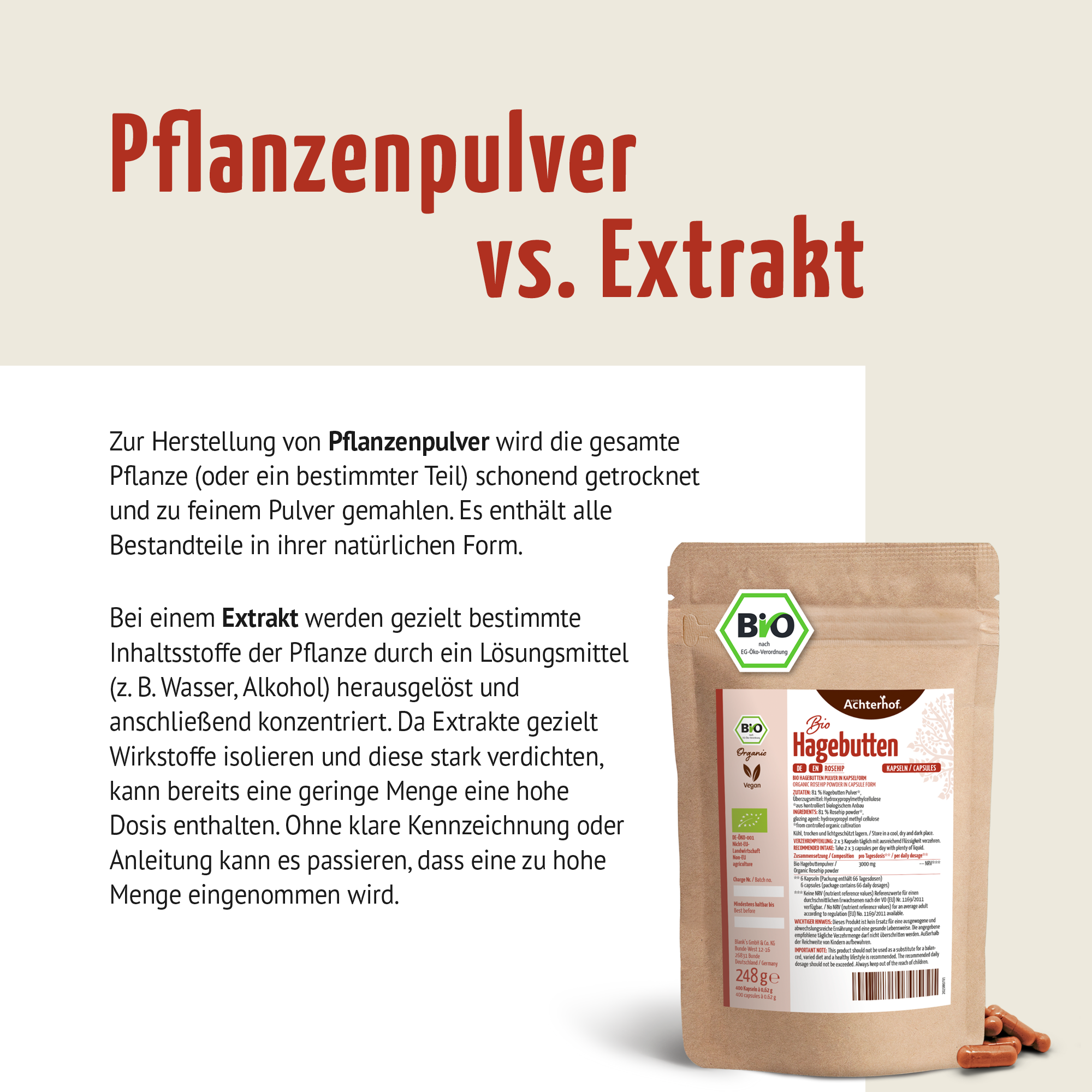 Bio Hagebutten Kapseln Nachfüllpack (400 Kapseln)