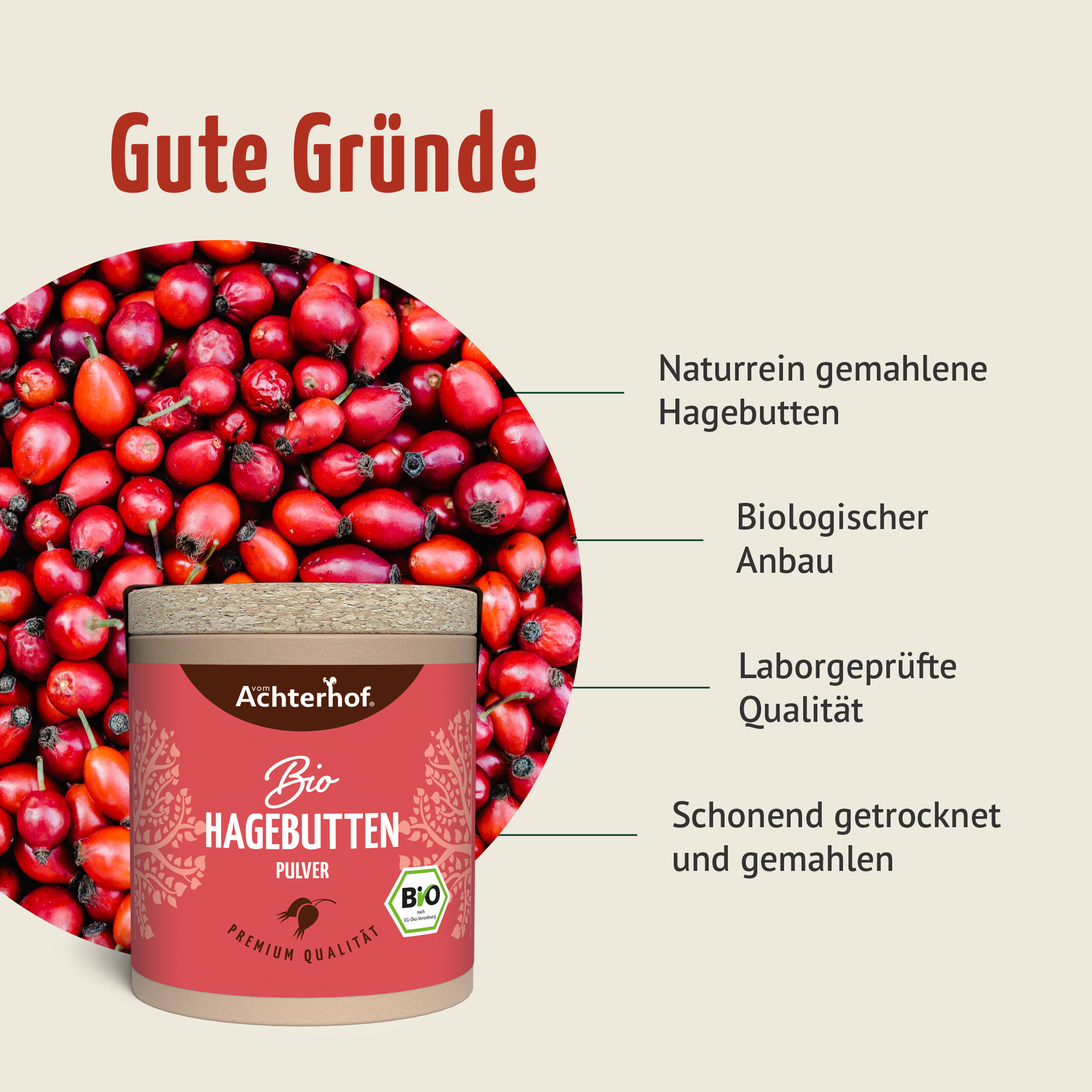 Bio Hagebutten Pulver (50g)