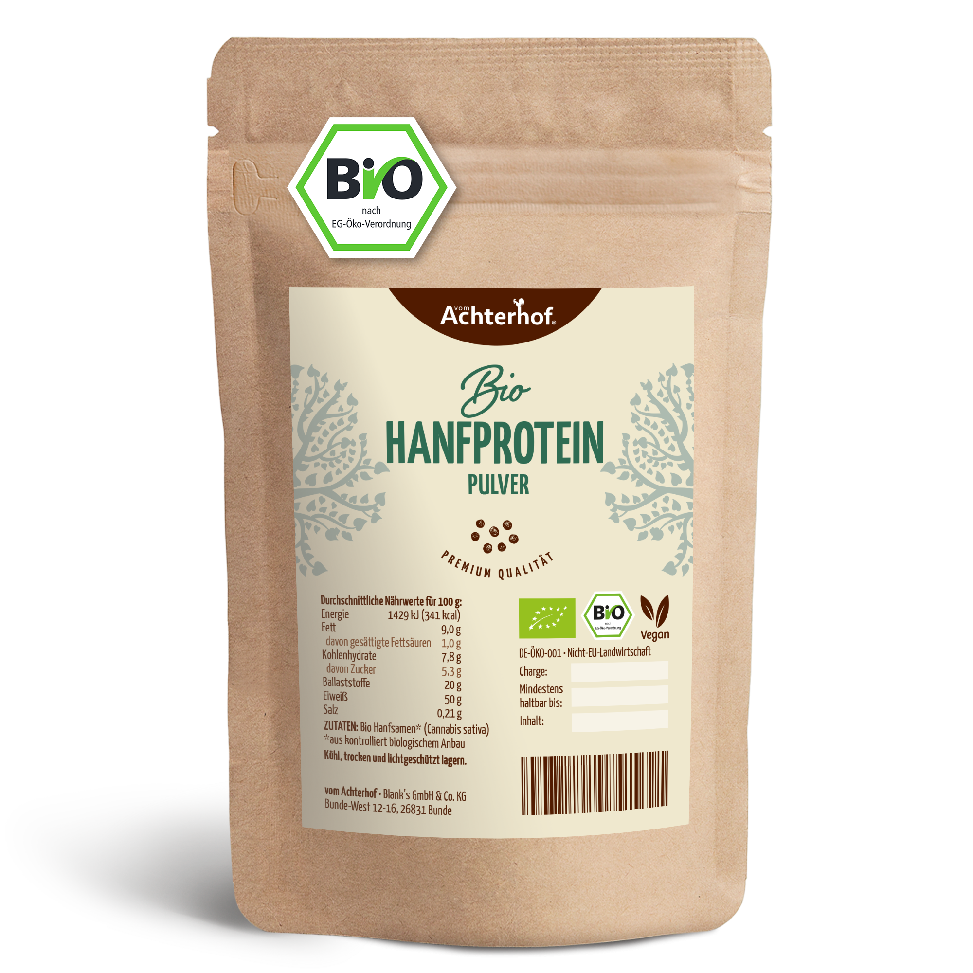 Hanfprotein Pulver Bio (1000g)