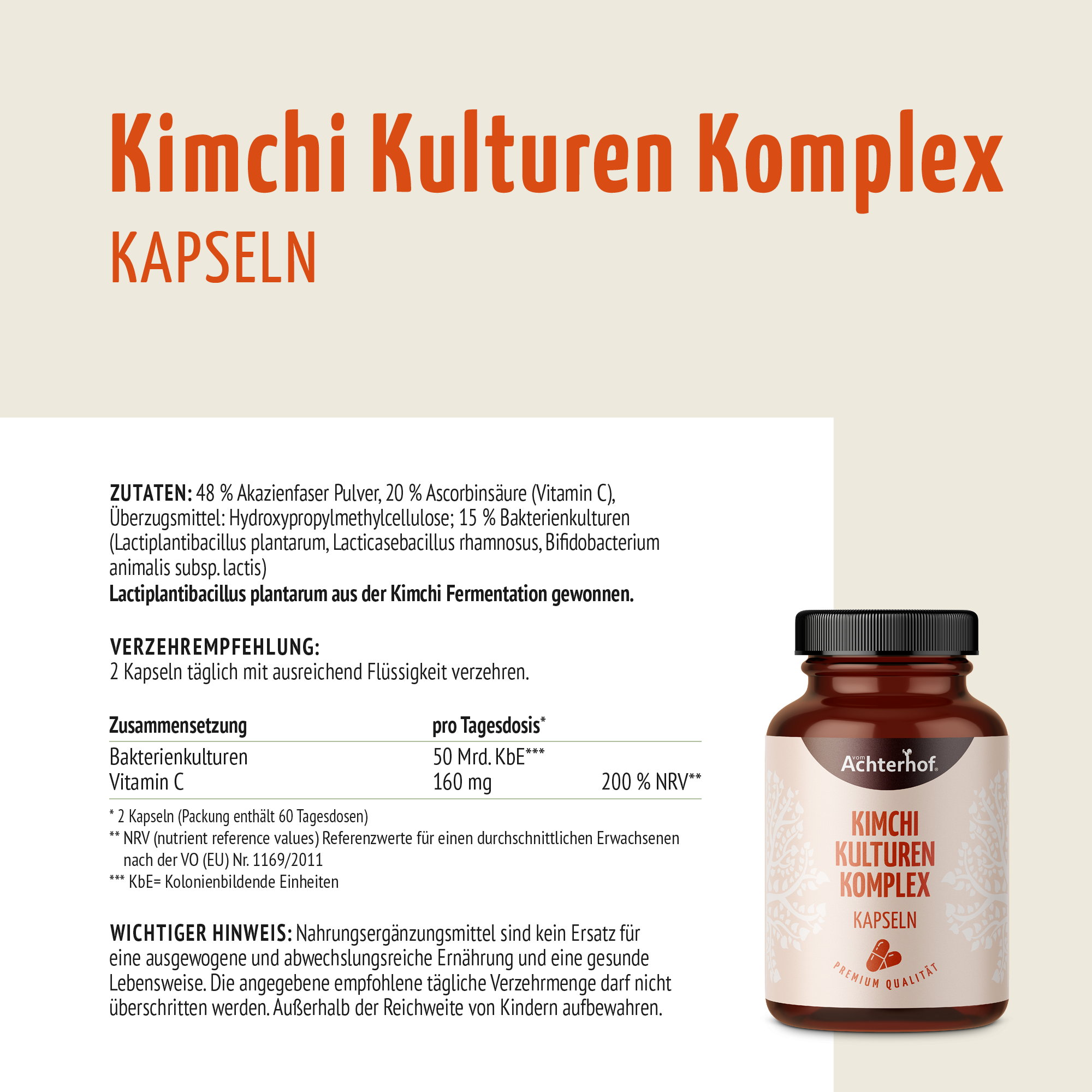 Kimchi Kulturen Komplex (120 Kapseln)