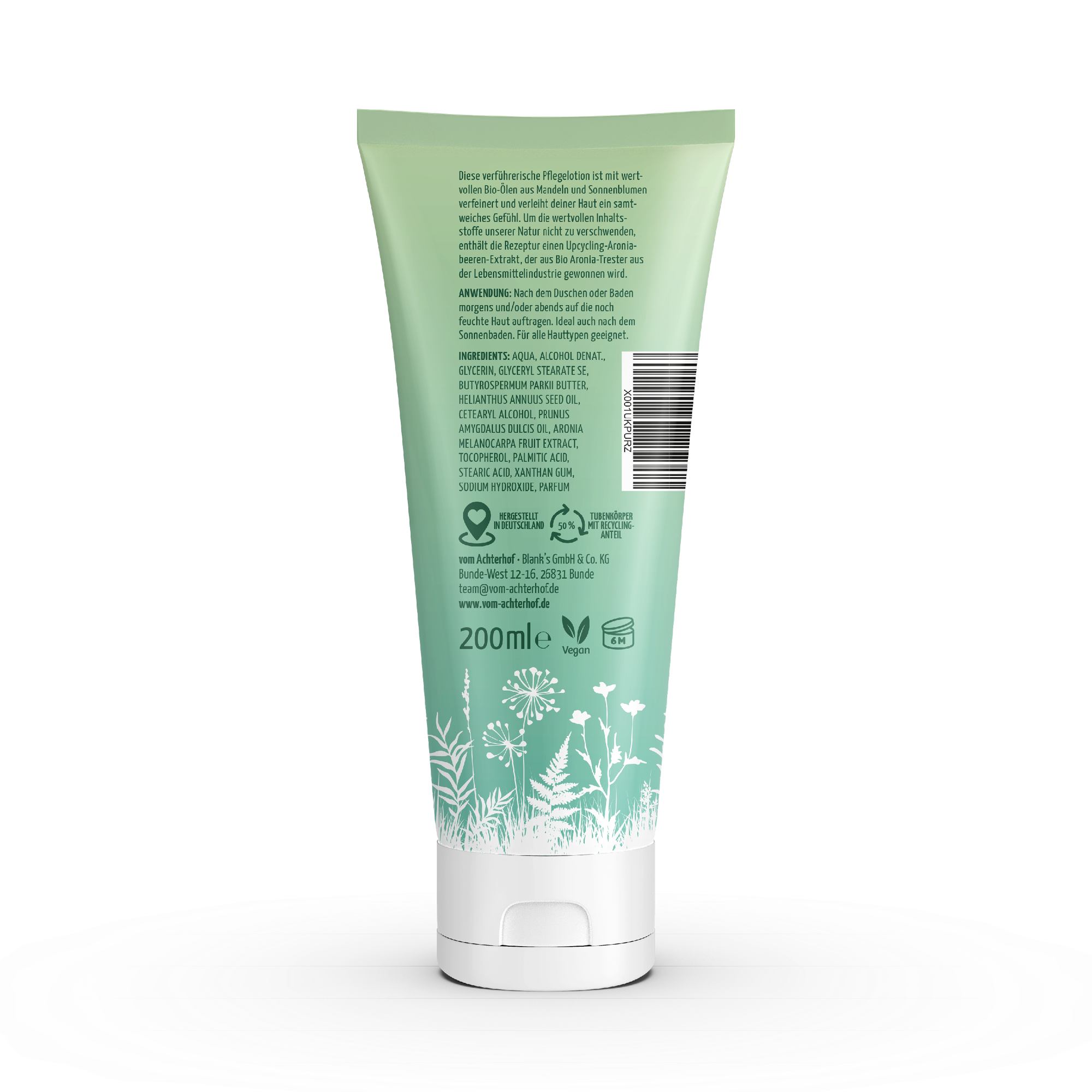 Körperlotion Naturkosmetik + Massagebürste mit Pflanzenfasern