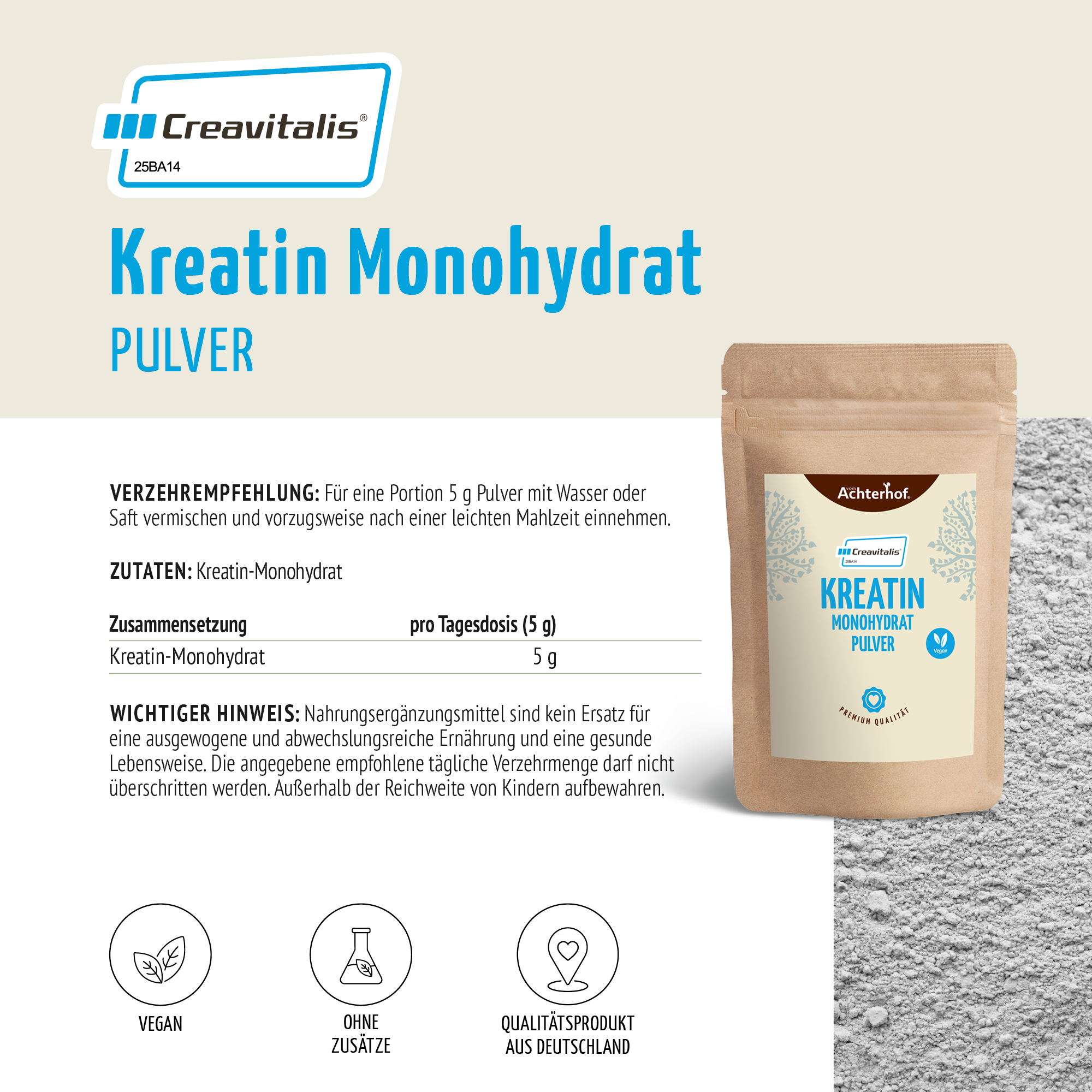 Creavitalis® Kreatin Monohydrat Pulver (500g)