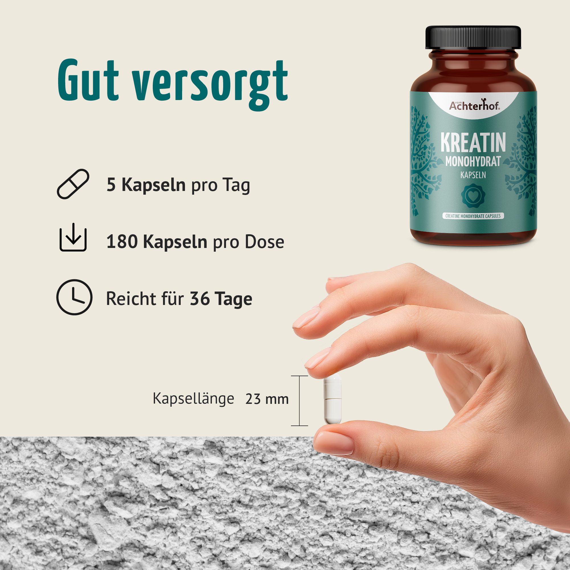 Kreatin Monohydrat Kapseln (180 Kapseln)