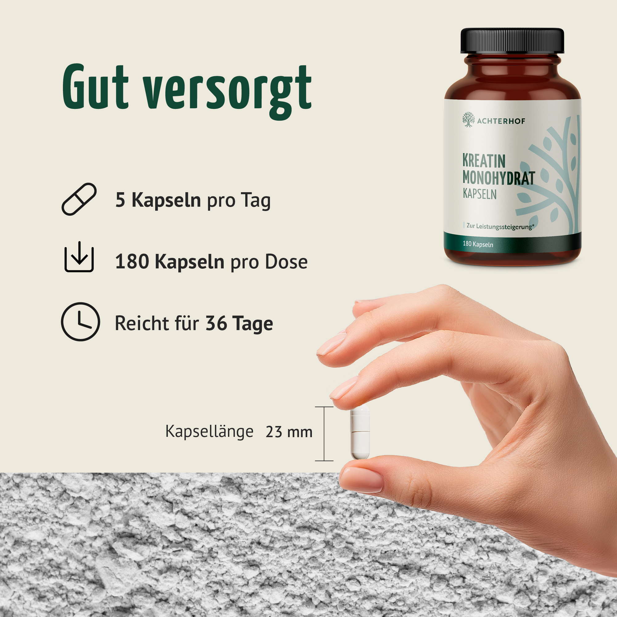 Kreatin Monohydrat Kapseln (180 Kapseln)