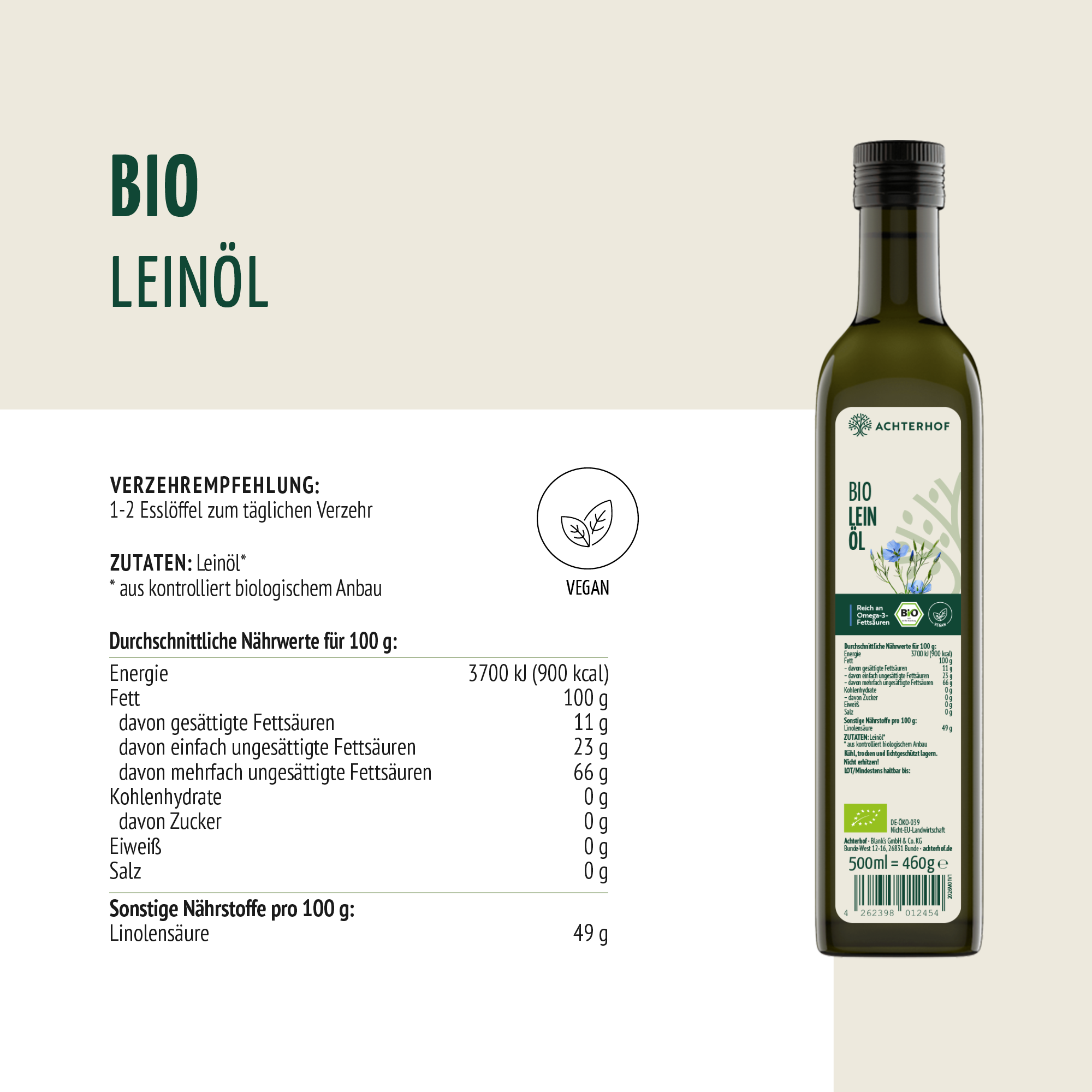 Bio Leinöl (500ml)