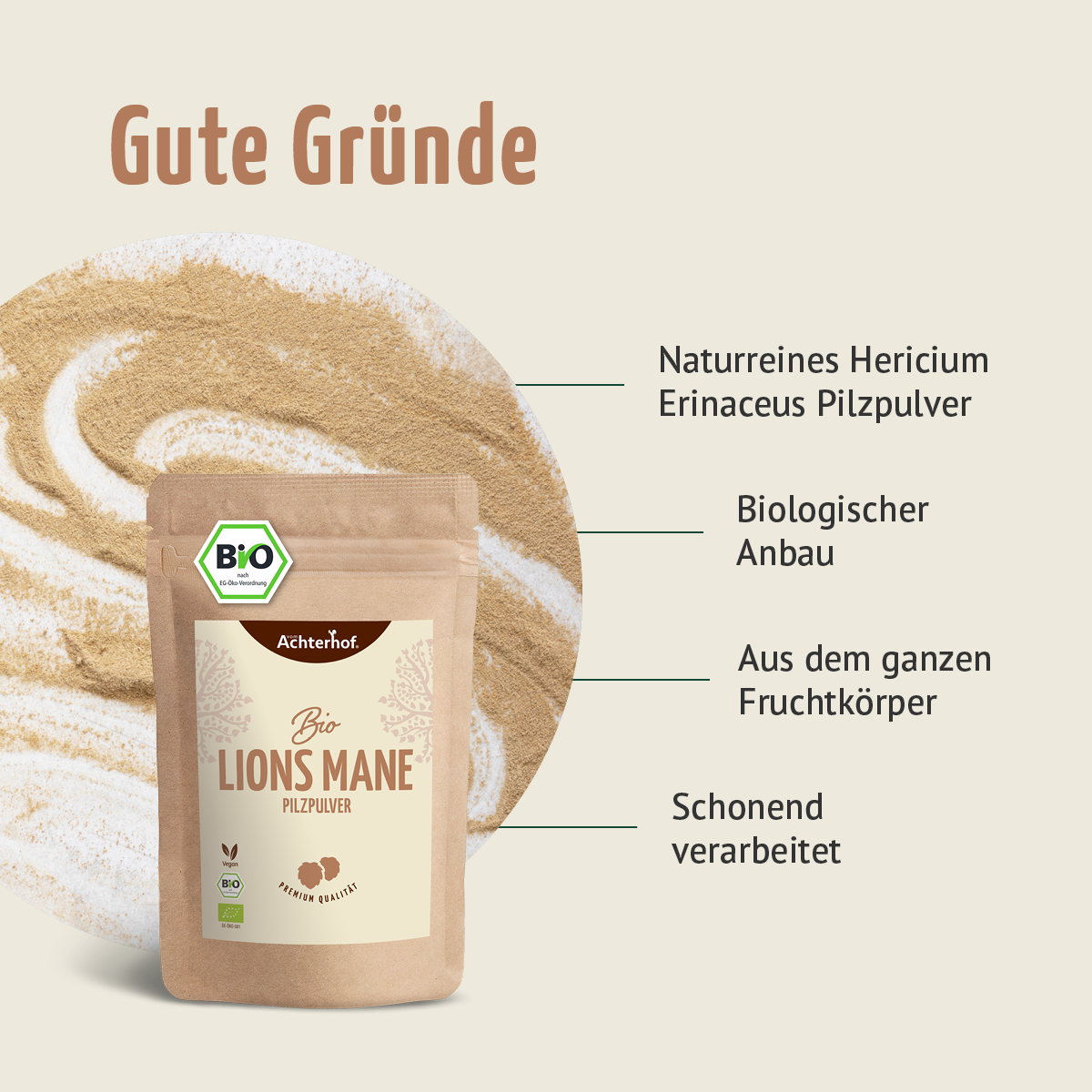 Bio Lions Mane Pilzpulver (100g)