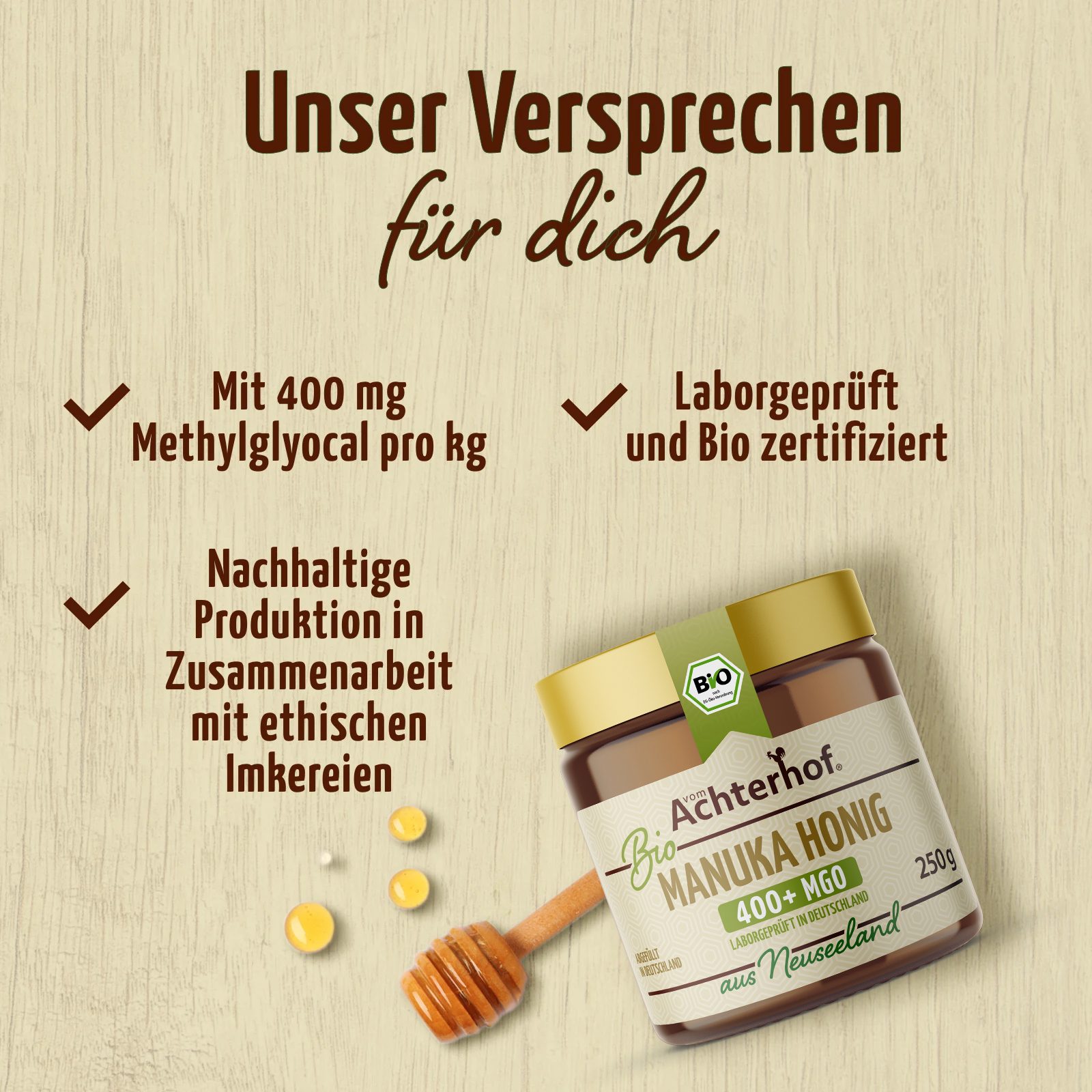 Manuka Honig Bio 400+ MGO (250g)
