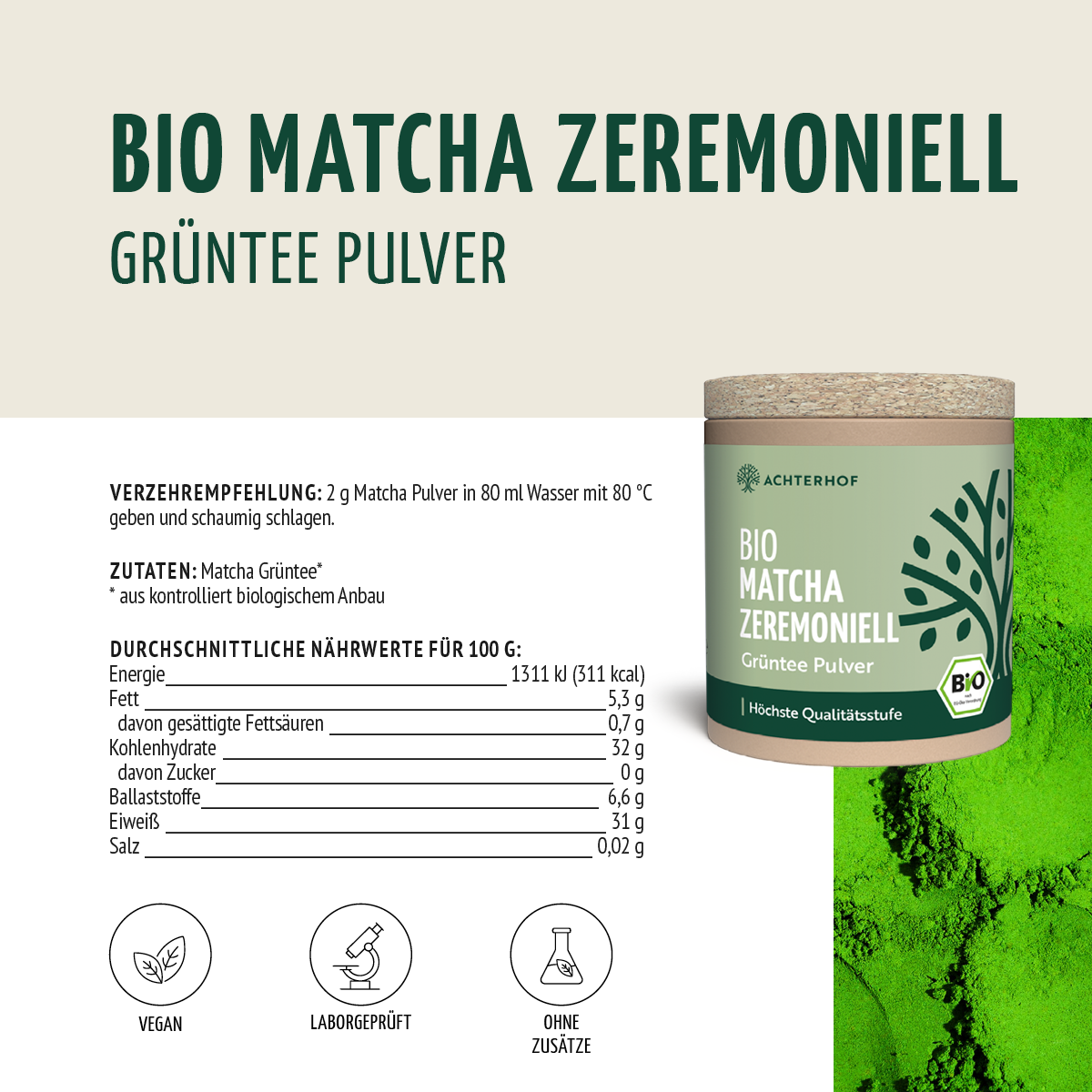 Bio Matcha zeremoniell (40g)