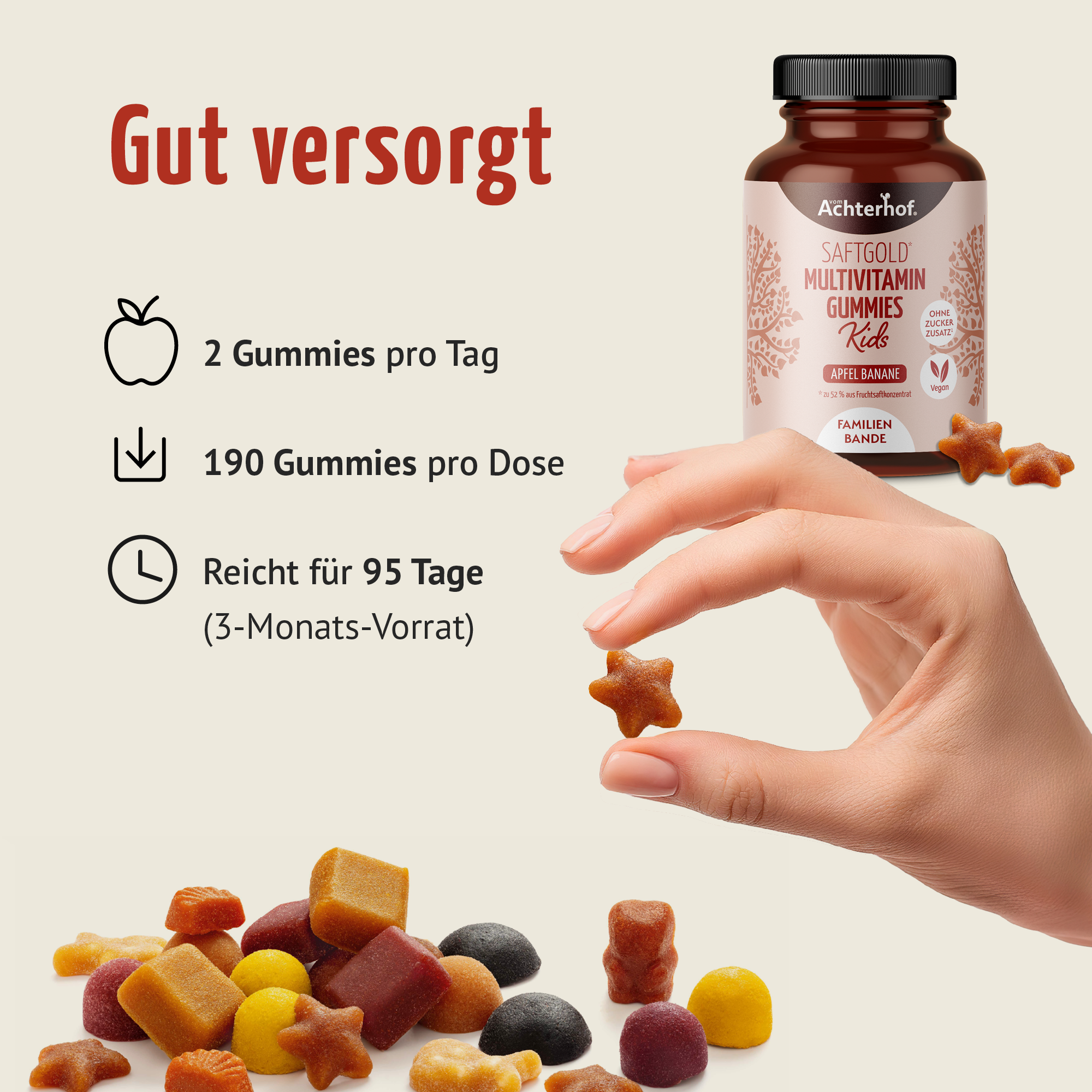 Saftgold Multivitamin Kids Gummies Apfel Banane (190 Stück)