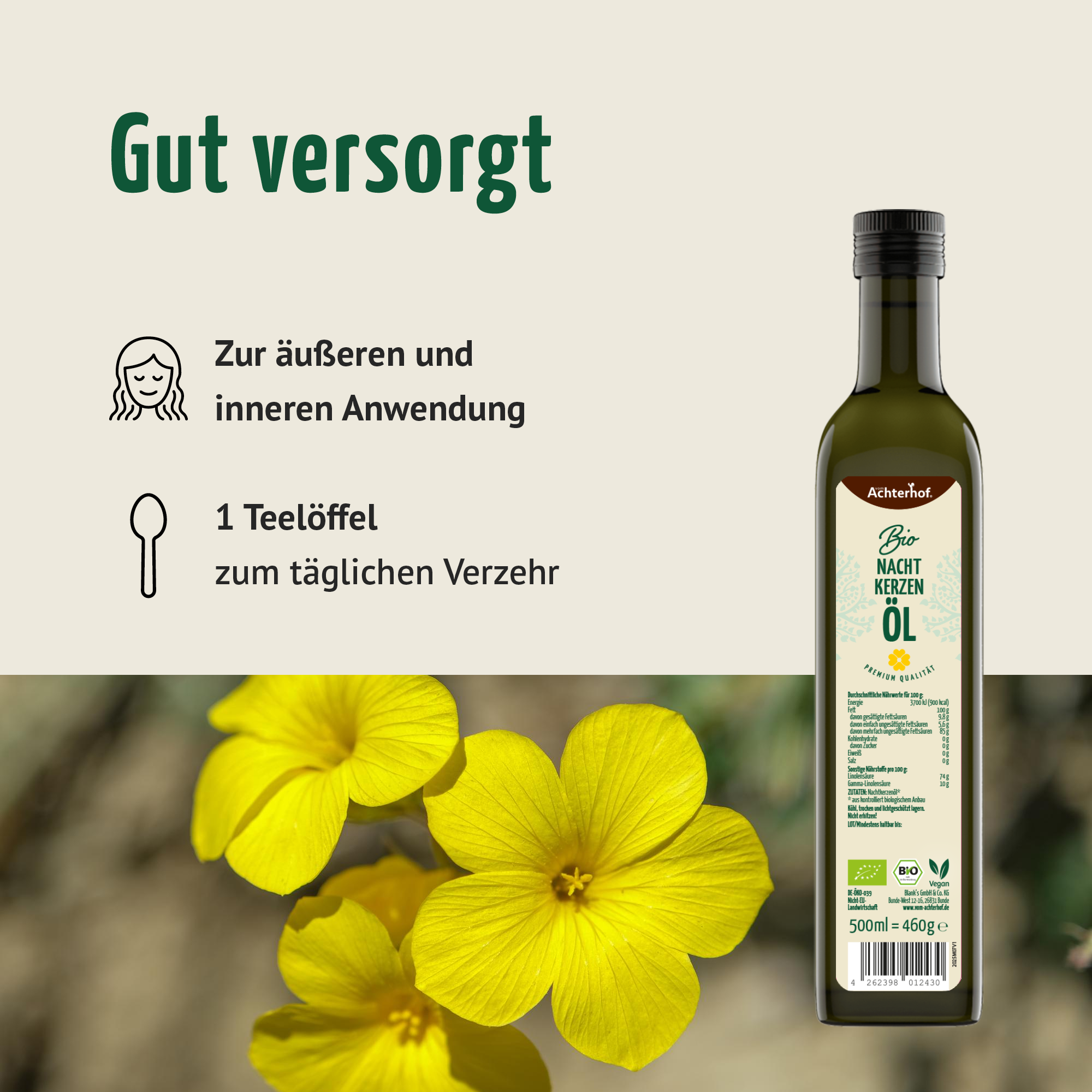 Bio Nachtkerzenöl (500ml)