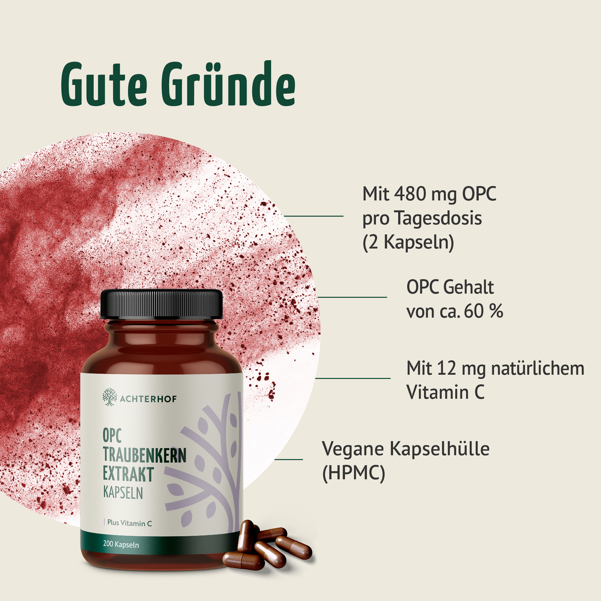 OPC Traubenkernextrakt + Vitamin C Kapseln (200 Kapseln)