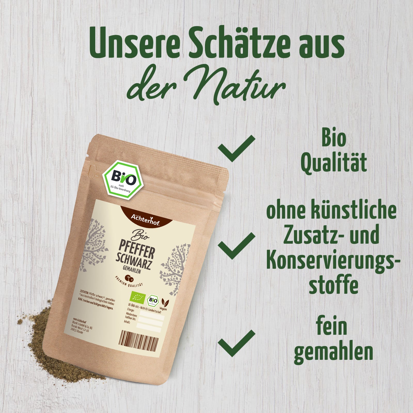 Pfeffer schwarz gemahlen Bio (100g)