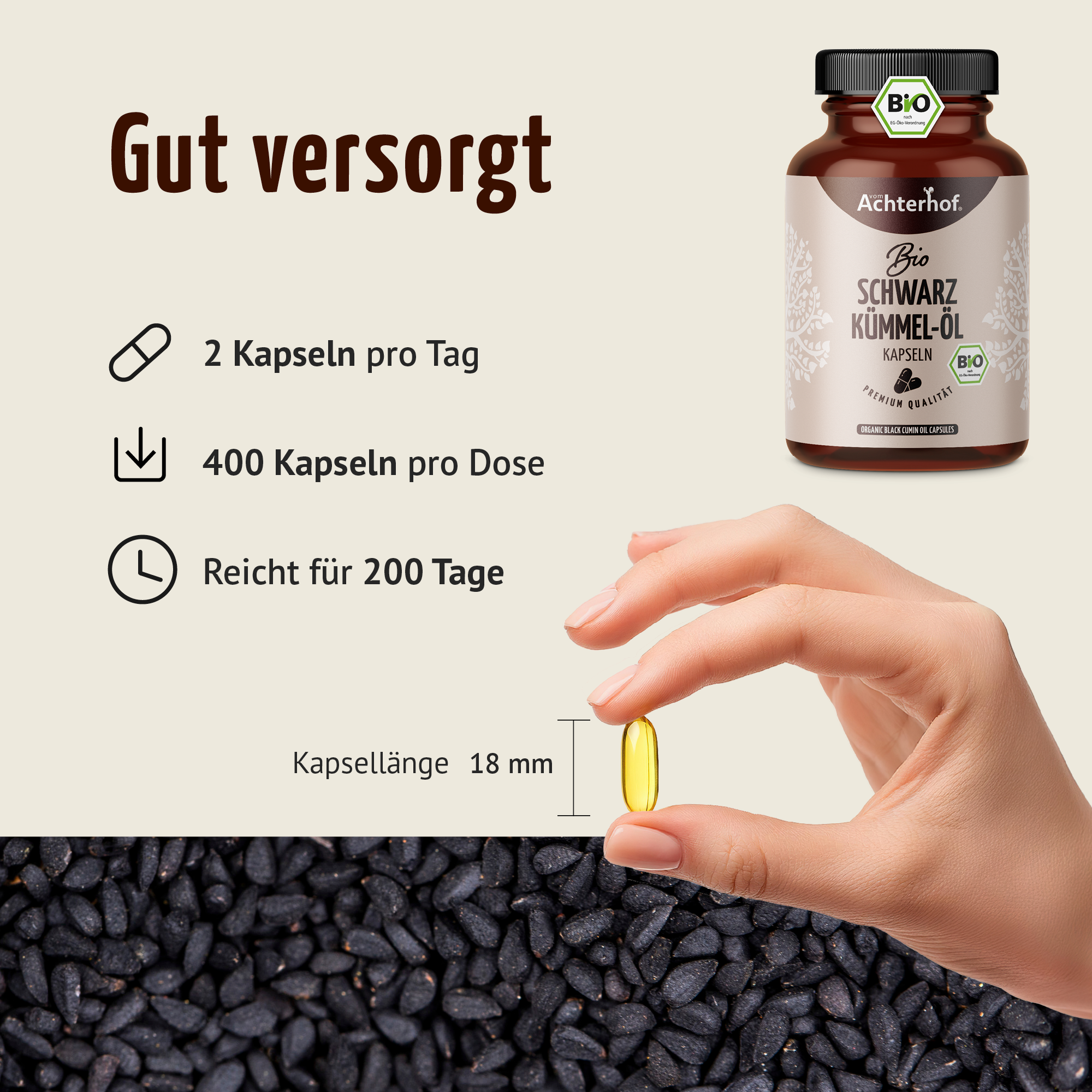 Bio Schwarzkümmel-Öl Kapseln (400 Kapseln)