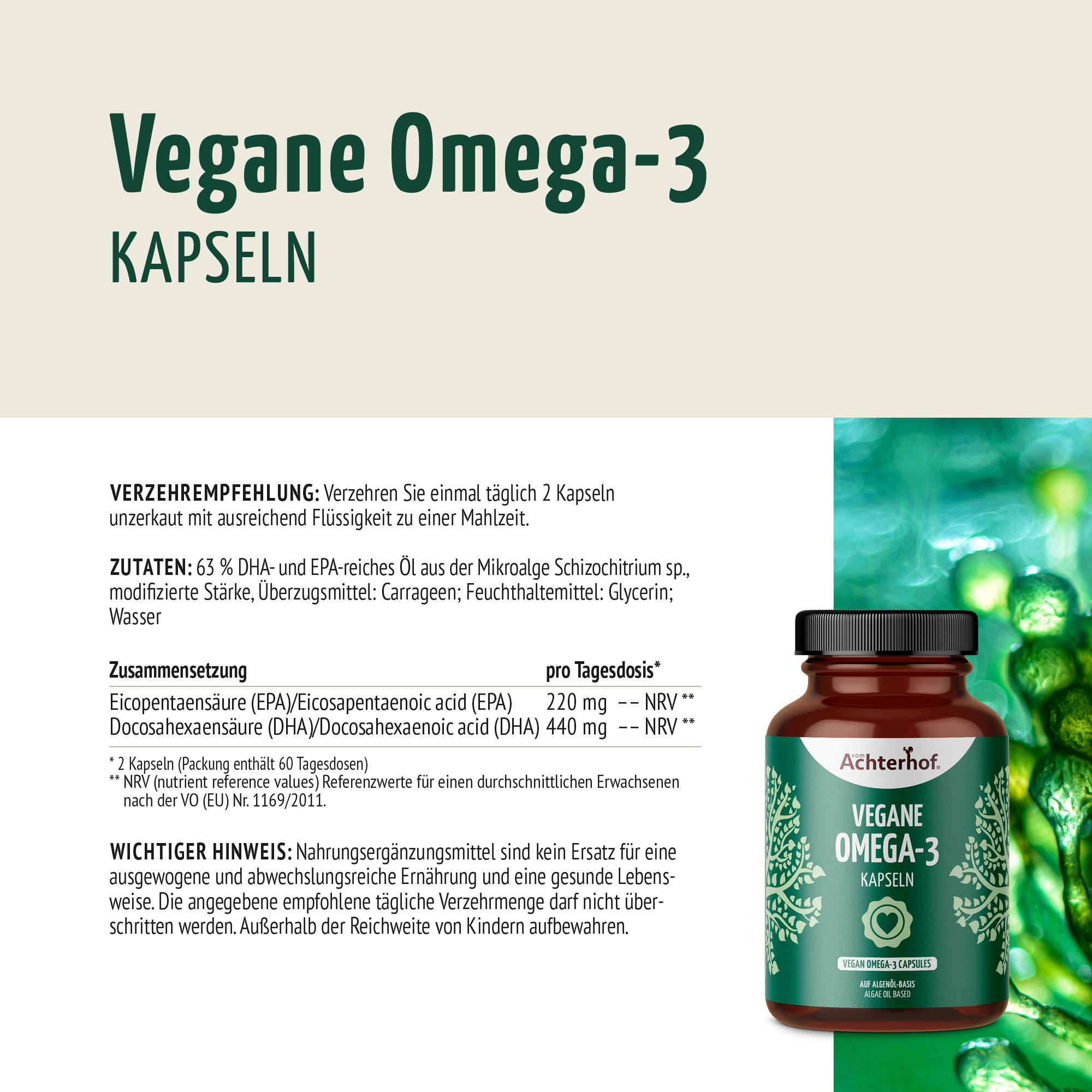 Vegane Omega-3 Kapseln (120 Kapseln)