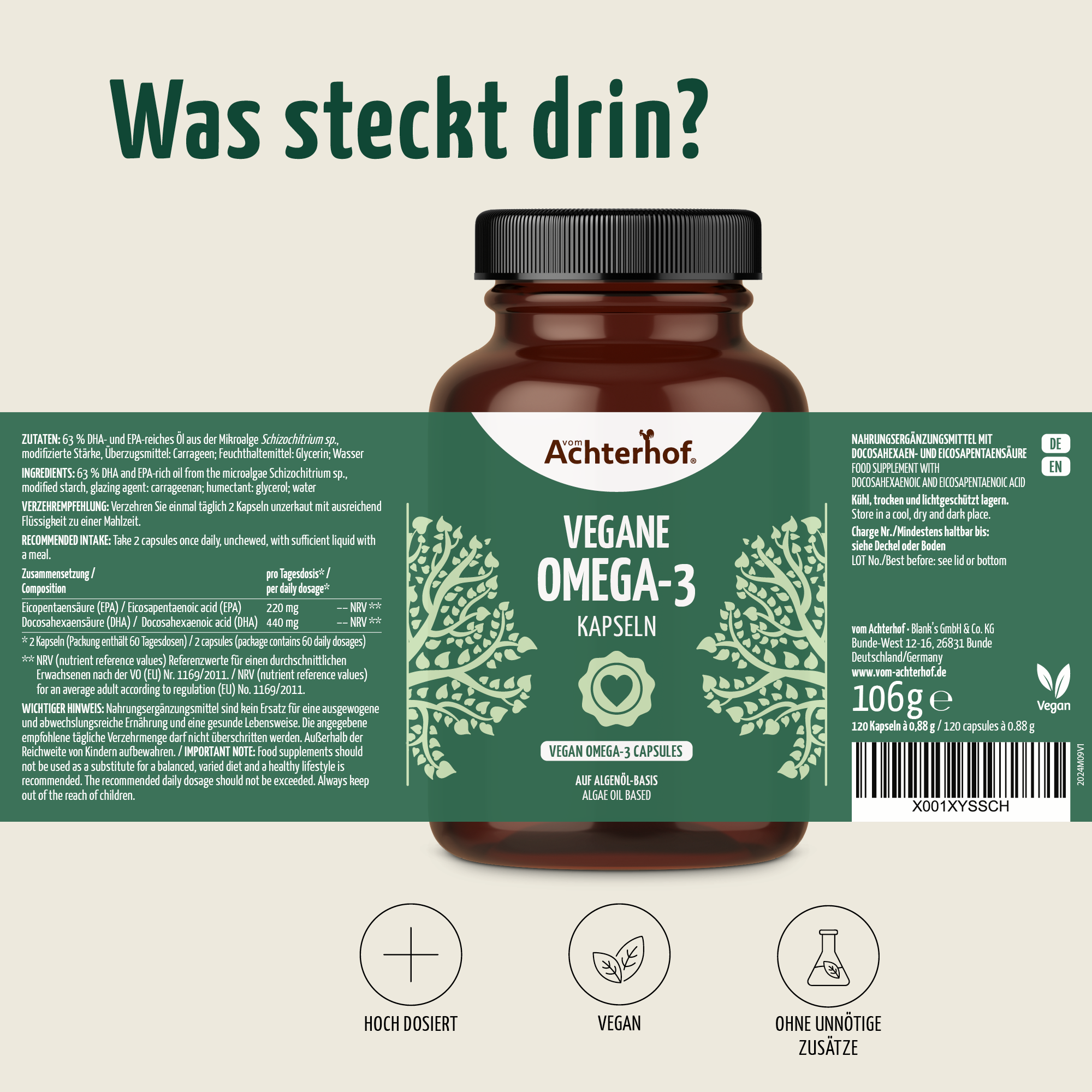 Vegane Omega-3 Kapseln (120 Kapseln)