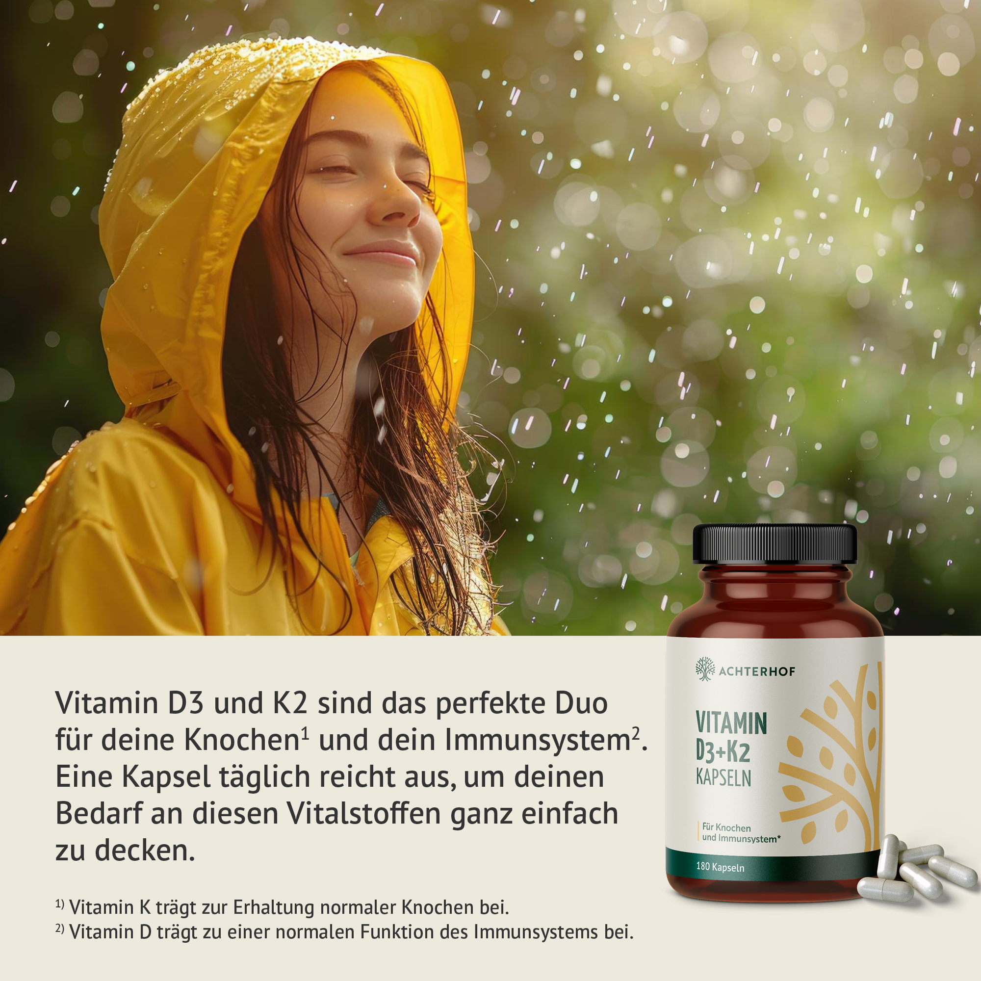 Vitamin D3+K2 Kapseln (180 Kapseln)