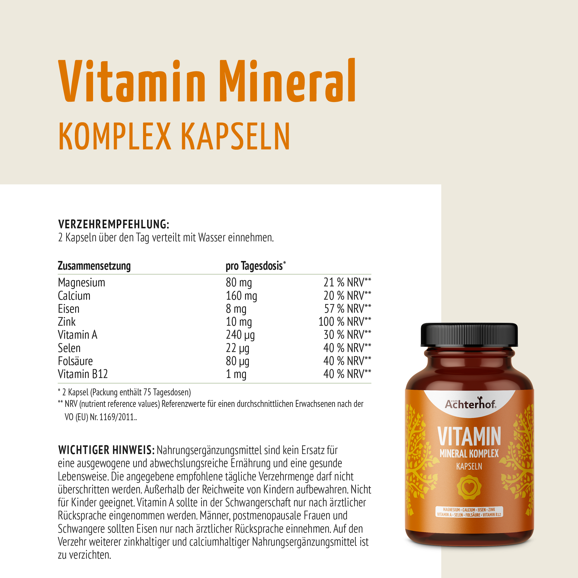 Vitamin Mineral Komplex (150 Kapseln)