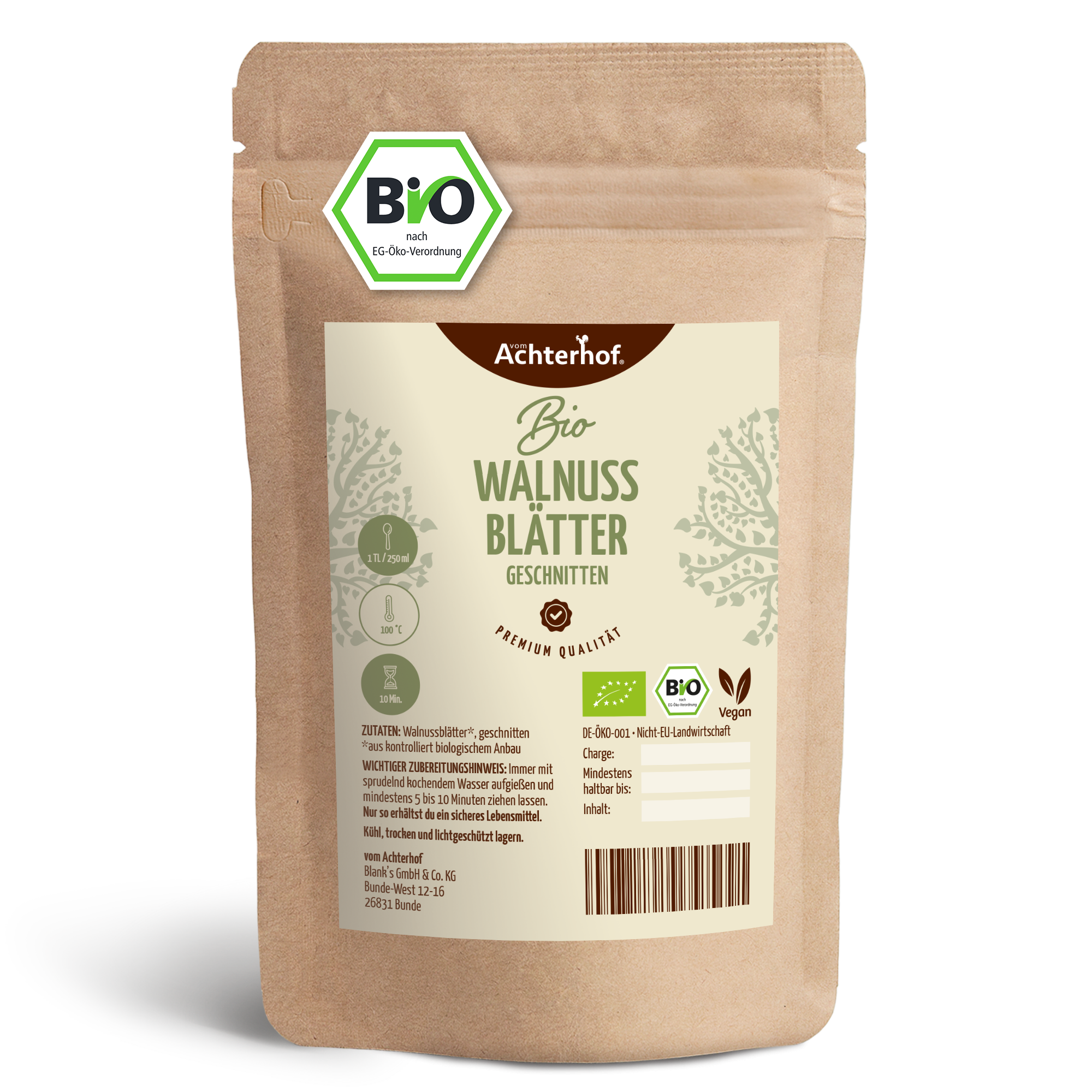 Walnussblätter geschnitten Bio (100g)