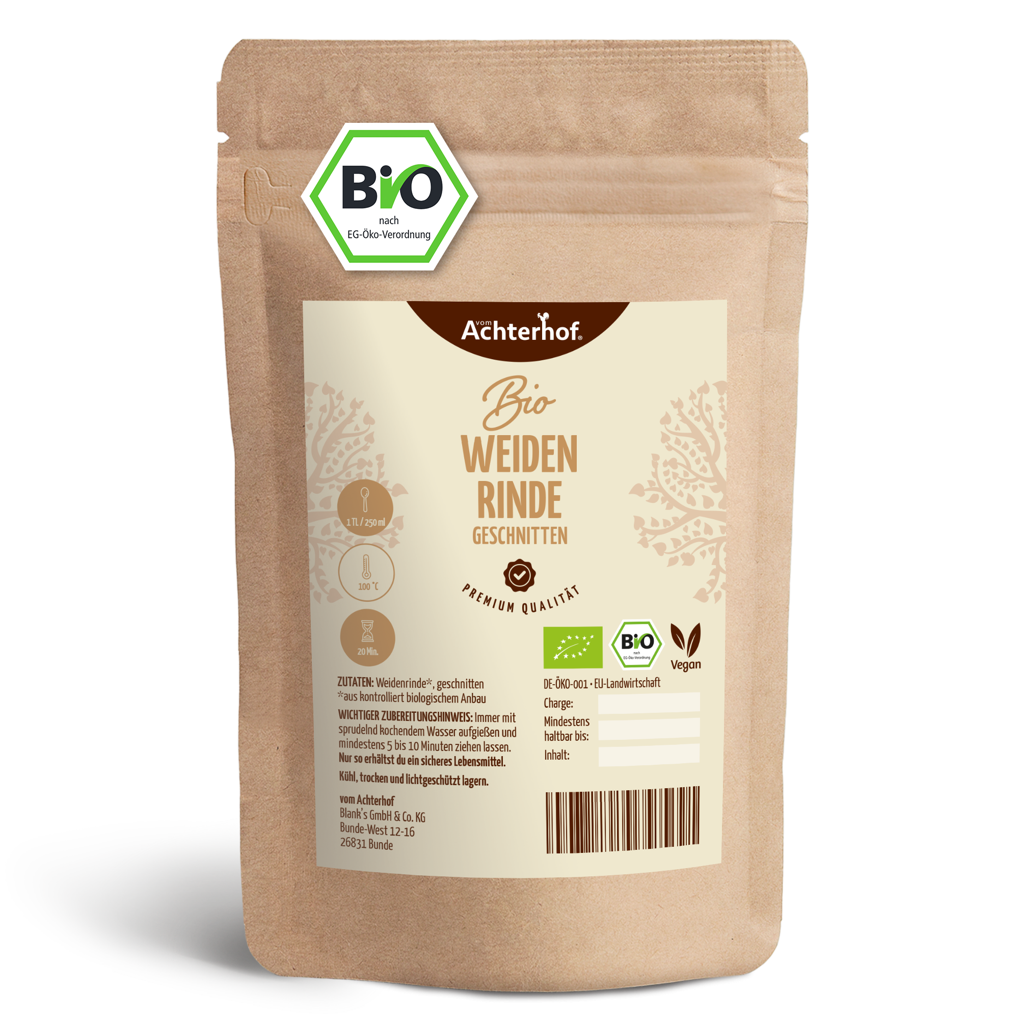 Weidenrinde geschnitten Bio (250g)