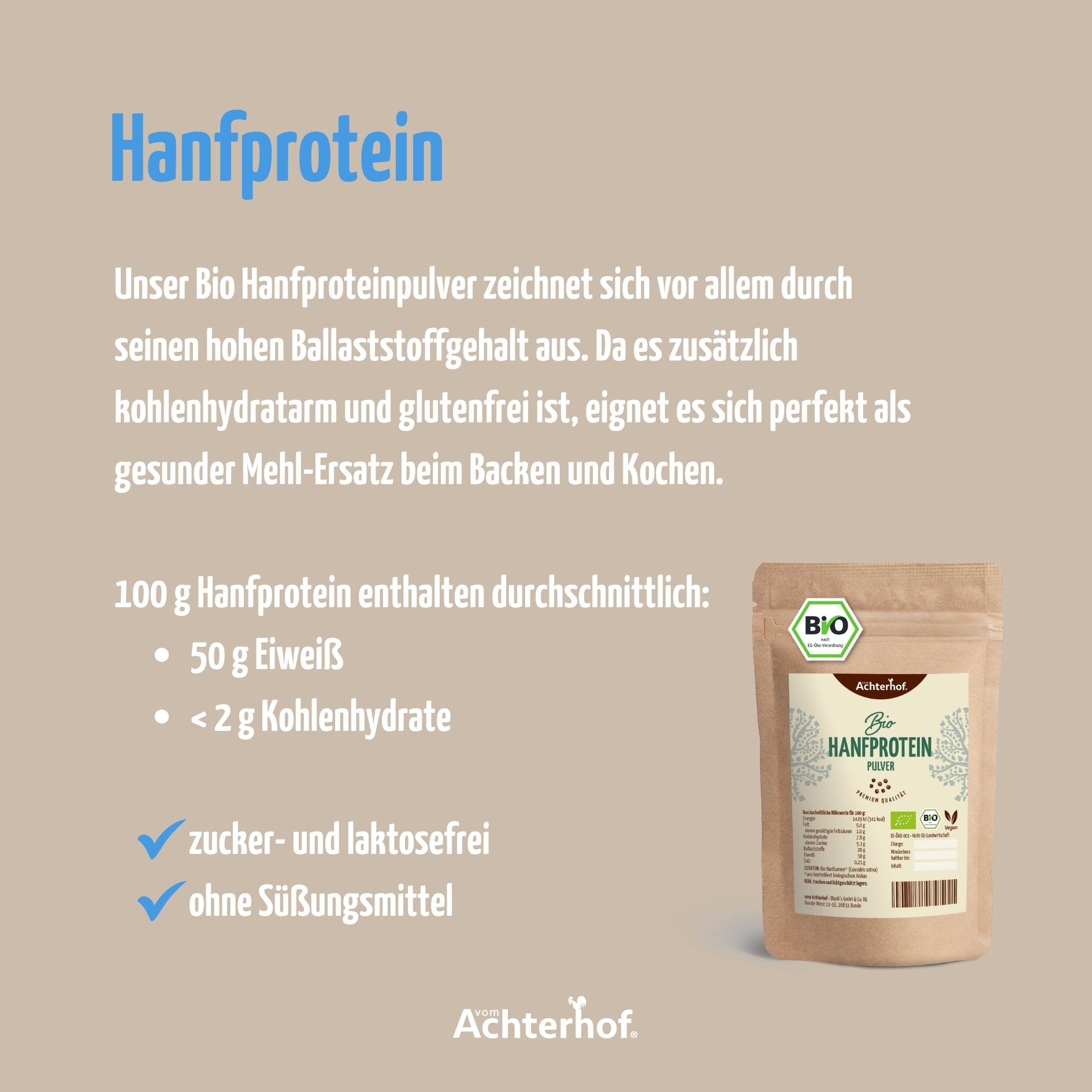 Hanfprotein Pulver Bio (1000g)