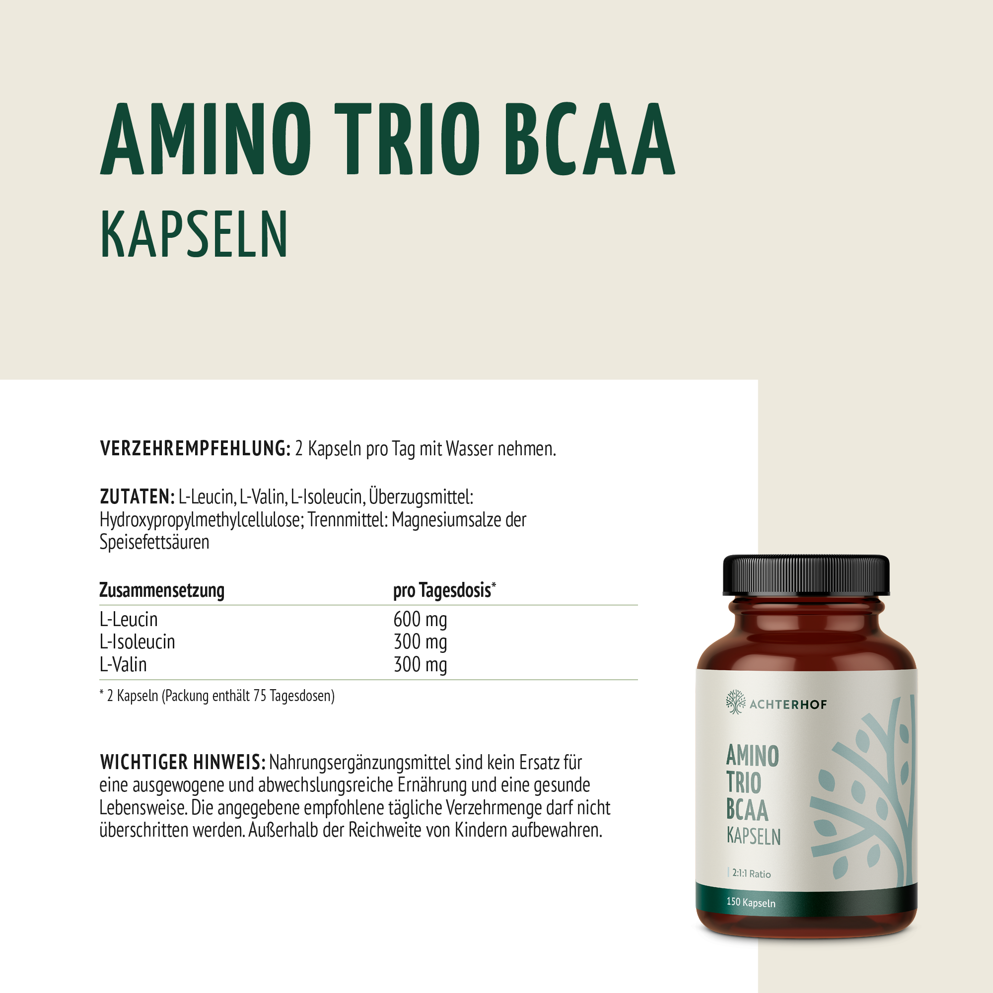 Amino Trio BCAA Kapseln (150 Kapseln)
