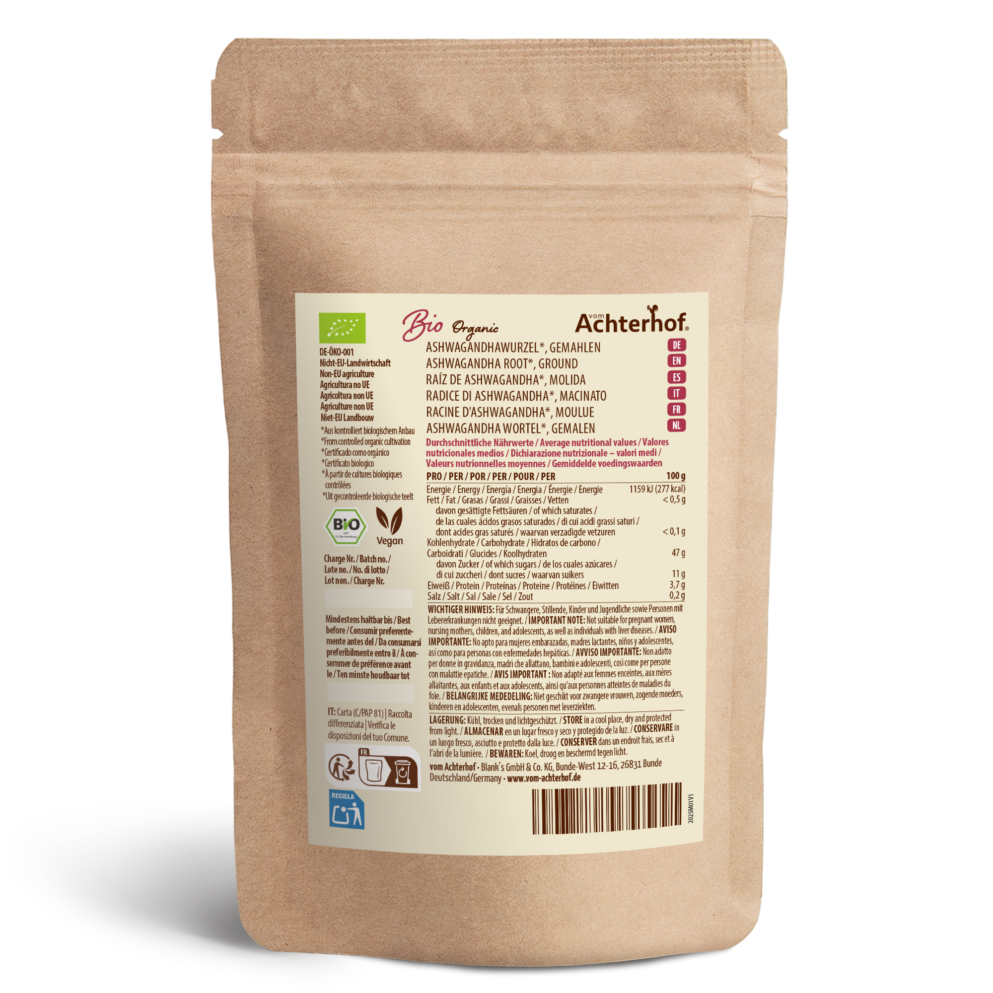 Ashwagandha Pulver Bio (250g)