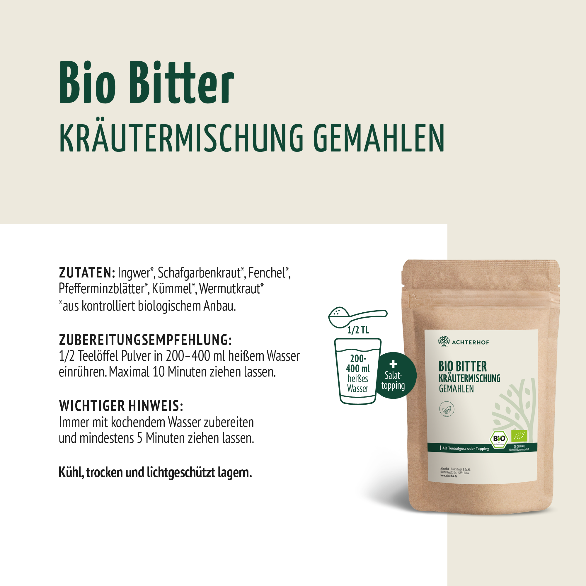 Bio Bitter Kräutermischung gemahlen (250g)
