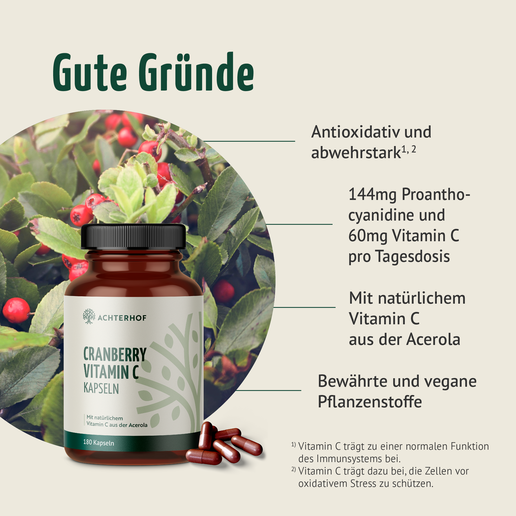 Cranberry Vitamin C Kapseln (180 Kapseln)