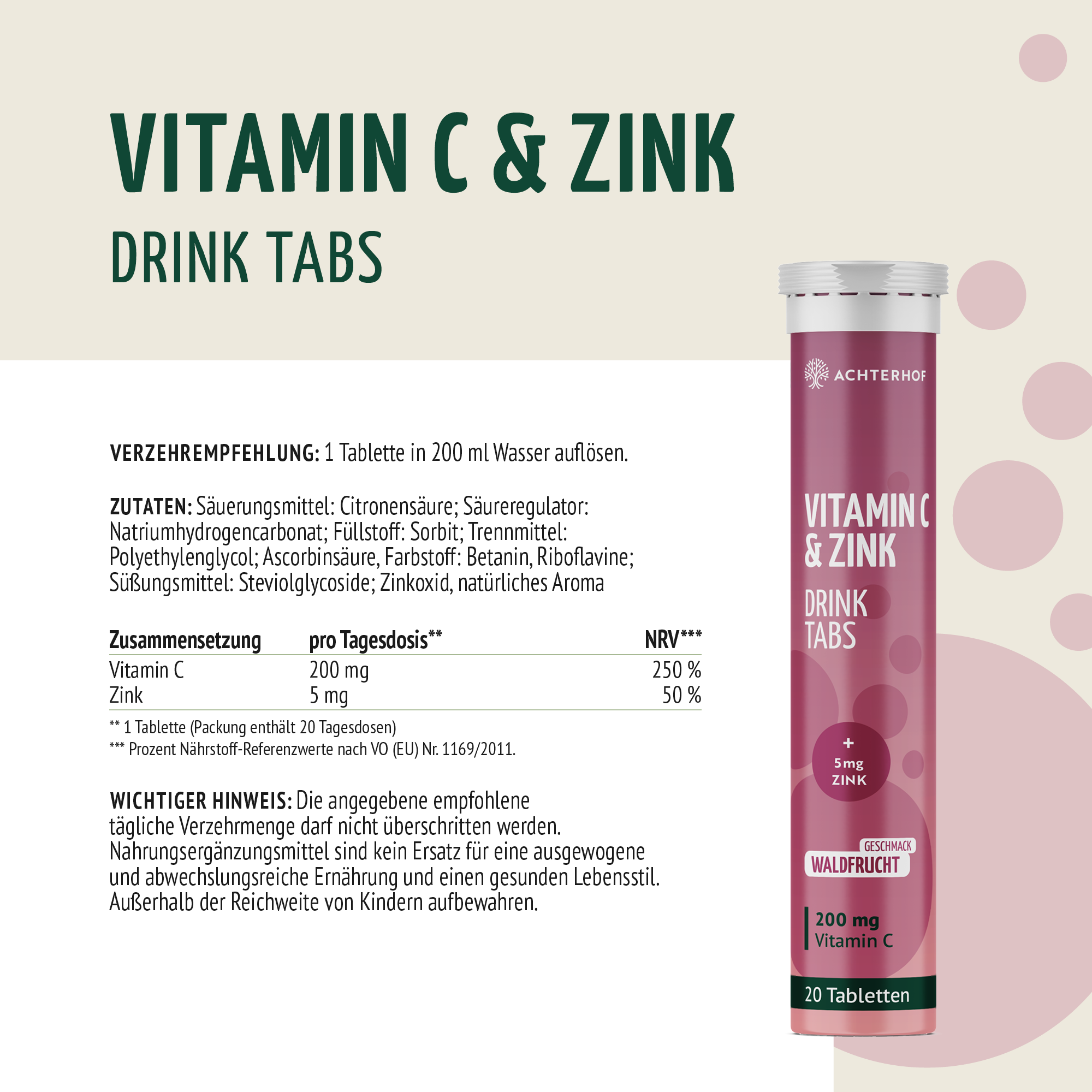 Vitamin C & Zink Drink Tabs (20 Tabletten)