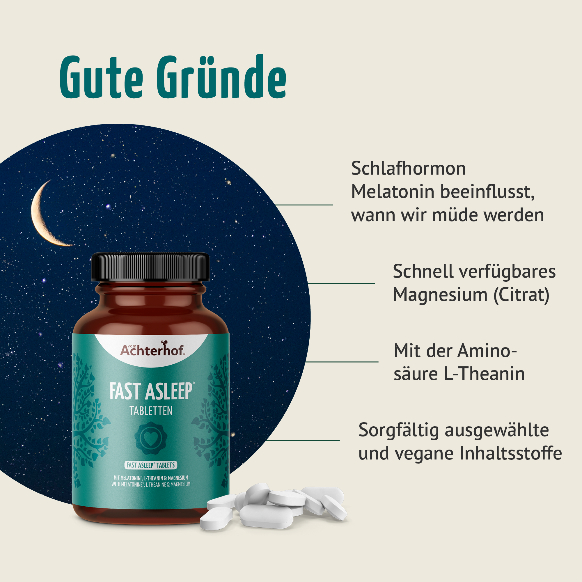 Melatonin Magnesium Komplex Fast Asleep (180 Tabletten)