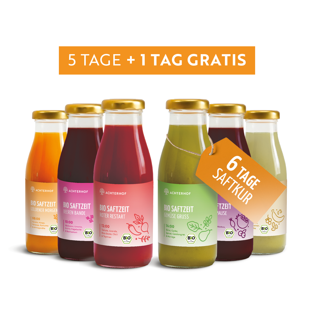 Saftzeit Bio Fastenkur 5+1 Tag gratis