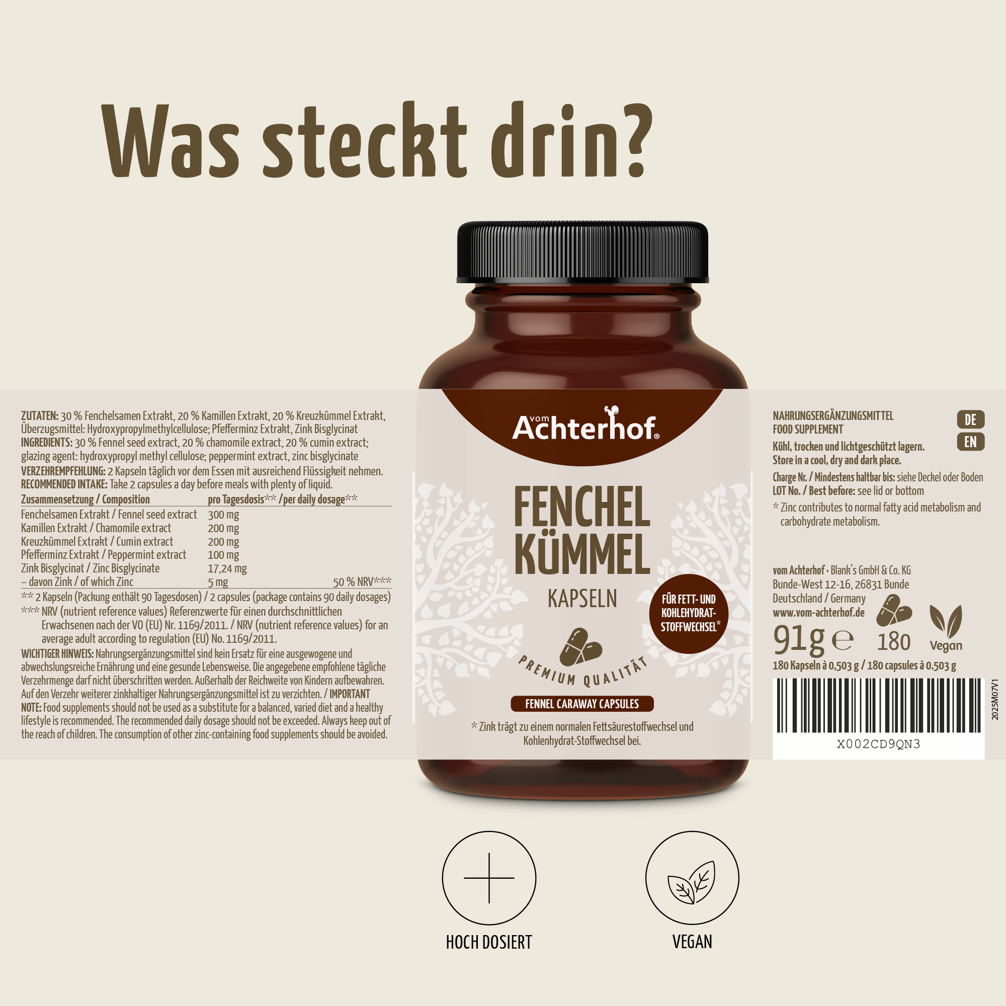 Fenchel Kümmel Kapseln (180 Kapseln)