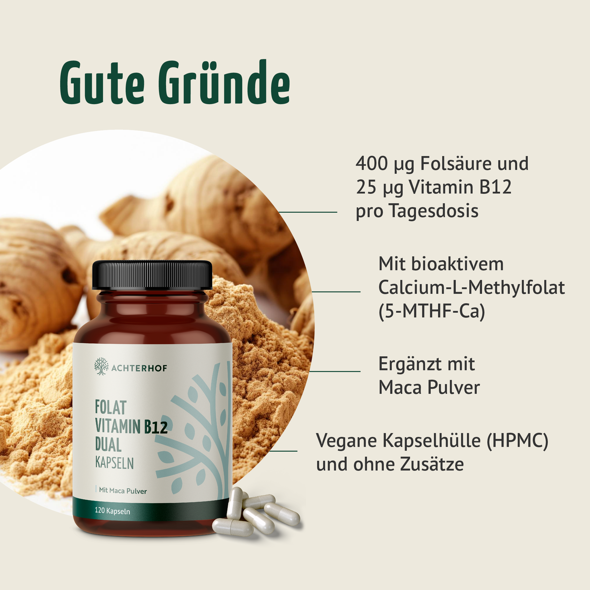 Folat Vitamin B12 Dual Kapseln (120 Kapseln)