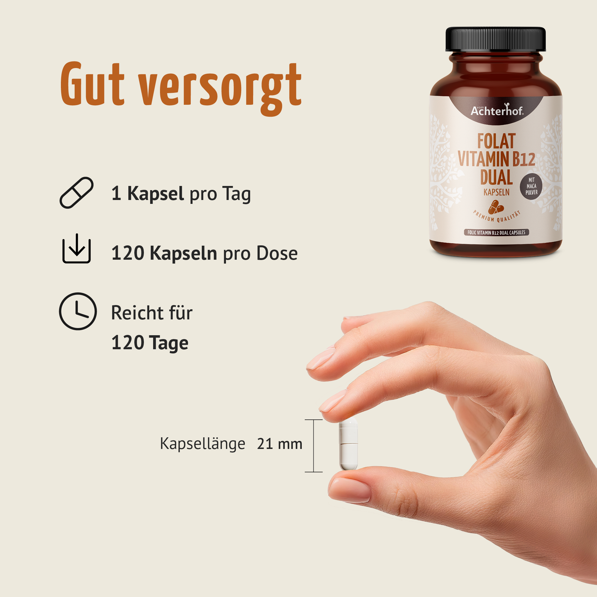 Folat Vitamin B12 Dual Kapseln (120 Kapseln)