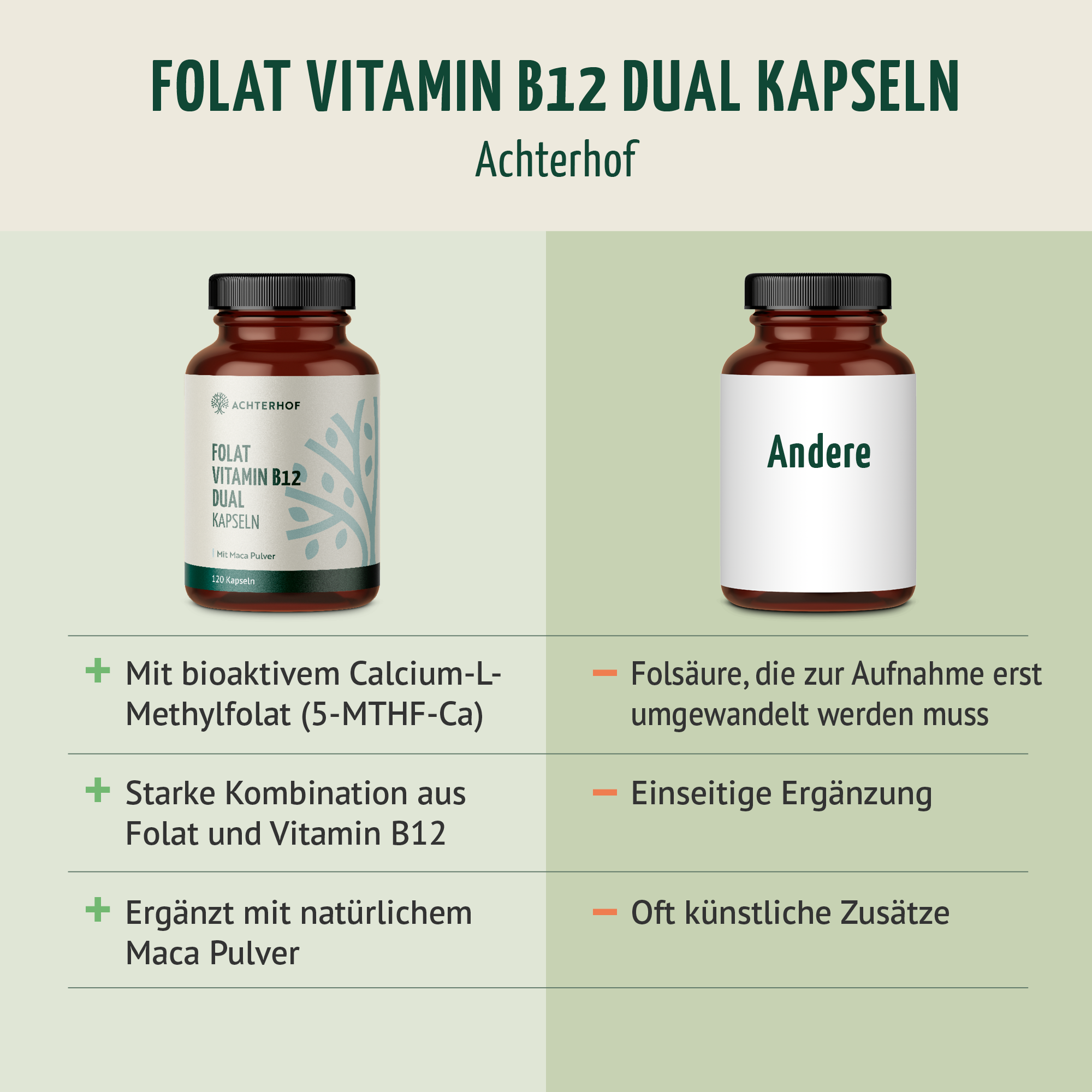 Folat Vitamin B12 Dual Kapseln (120 Kapseln)