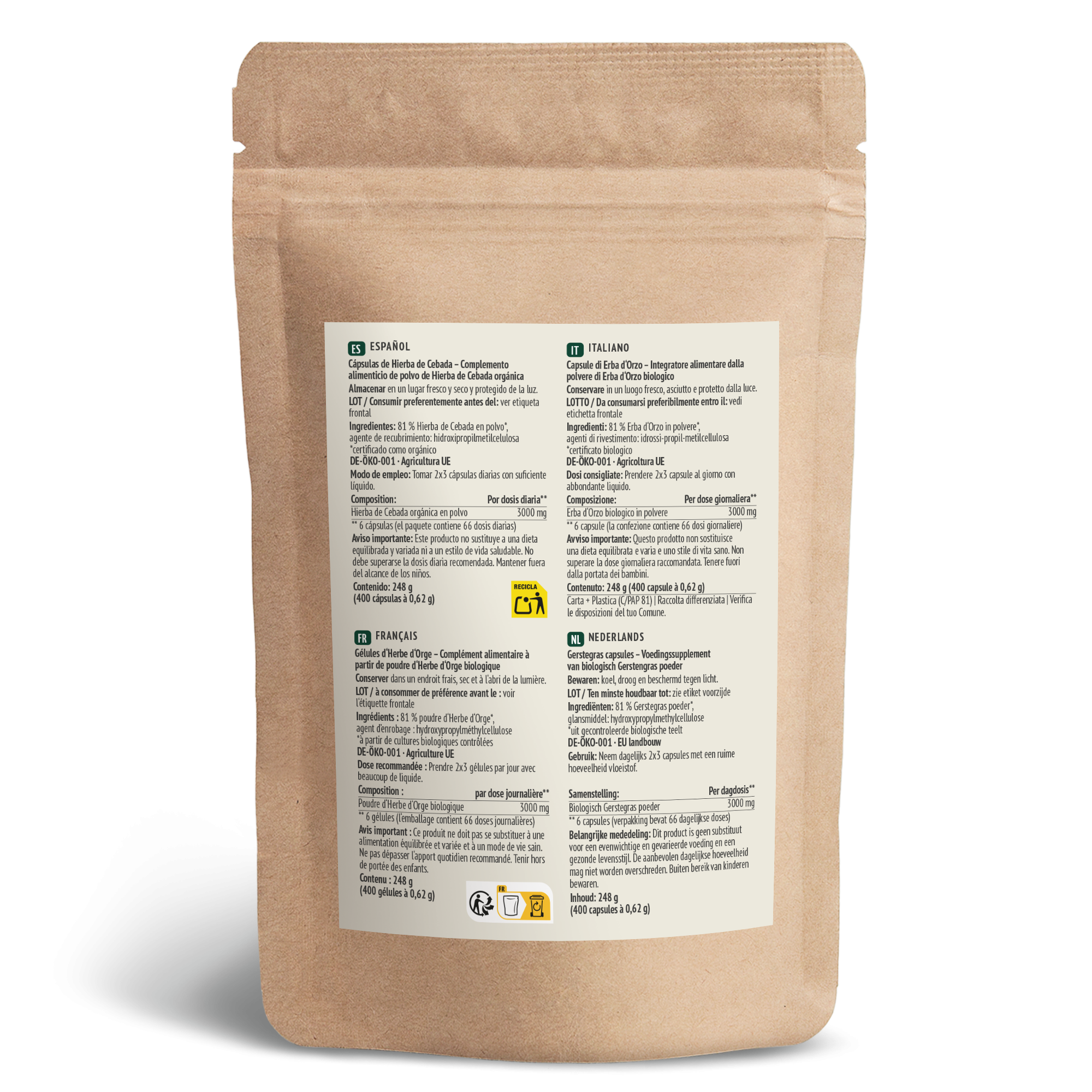 Bio Gerstengras Kapseln Nachfüllpack (400 Kapseln)