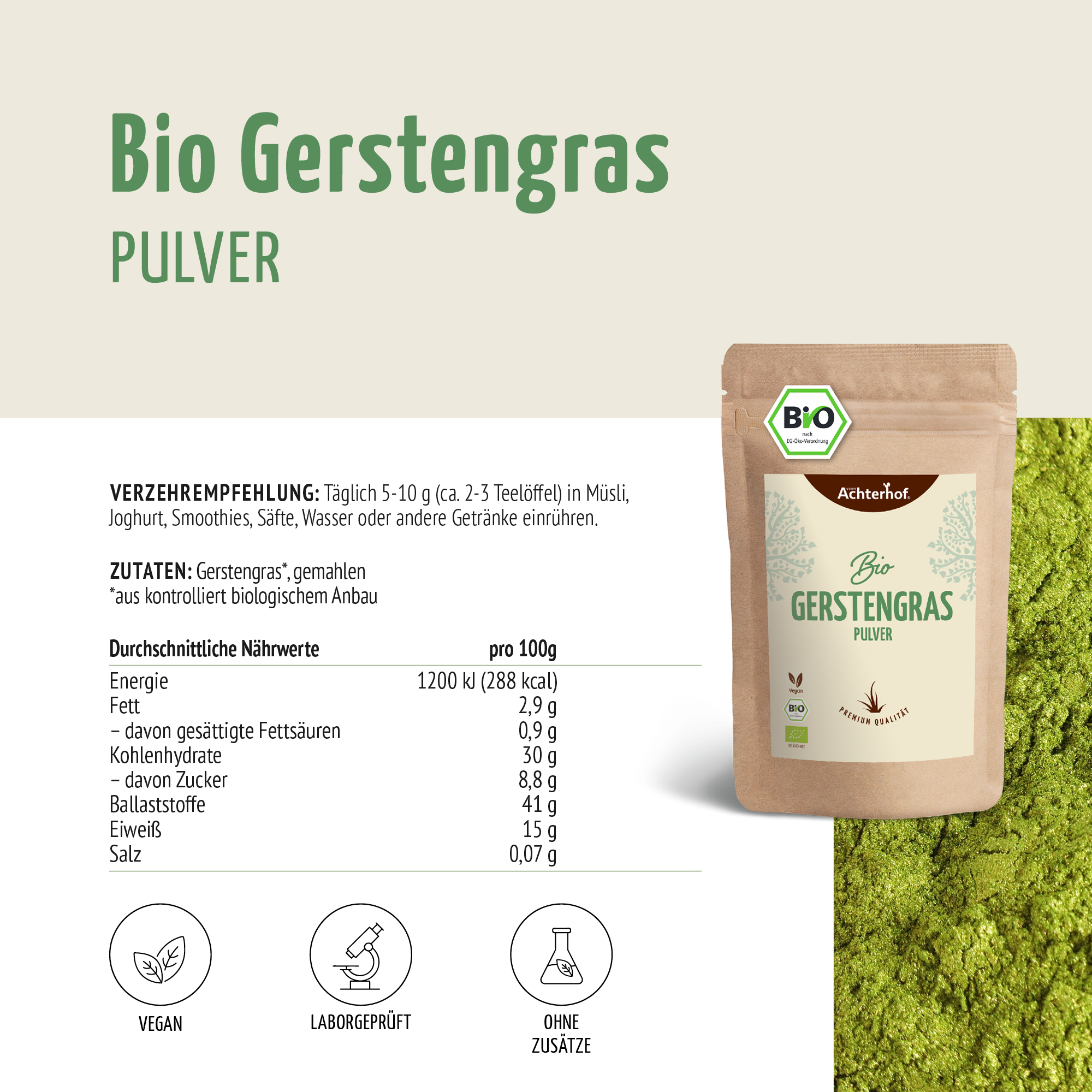 Bio Gerstengras Pulver (500g)