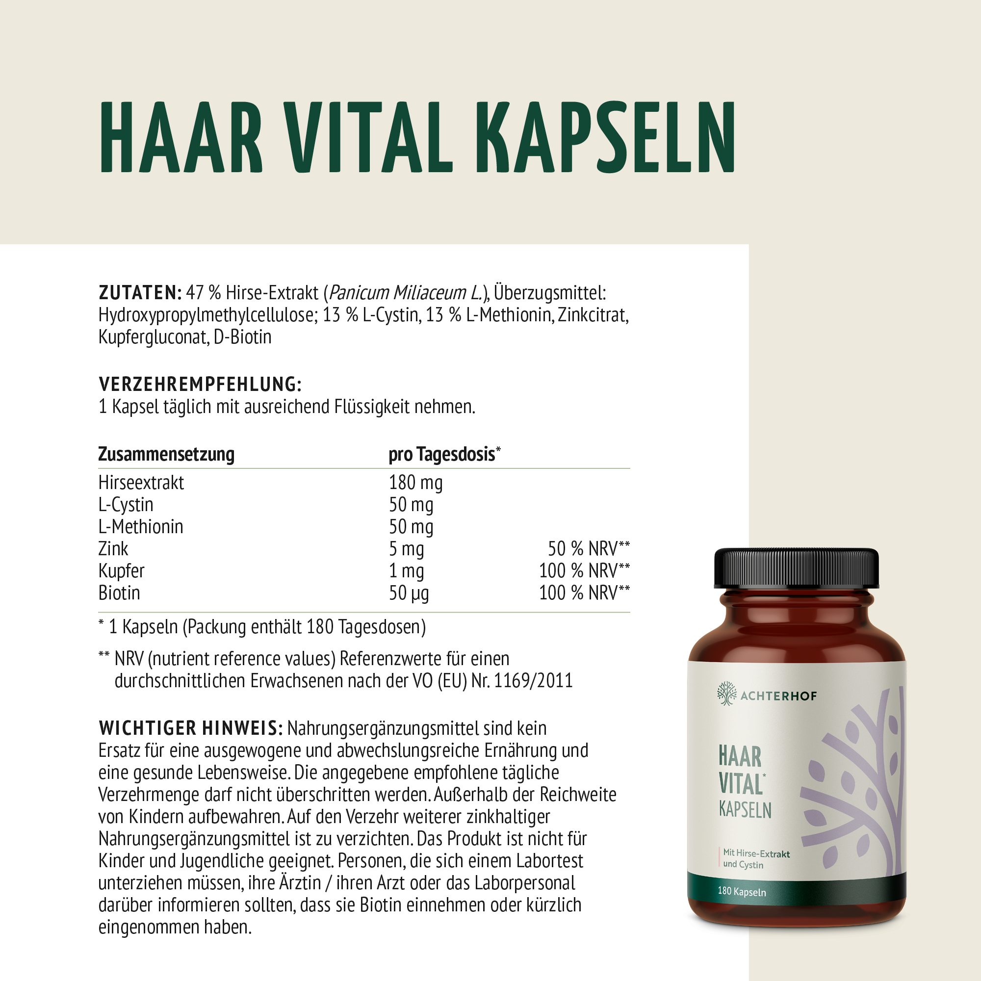Haar Vital Kapseln (180 Kapseln)